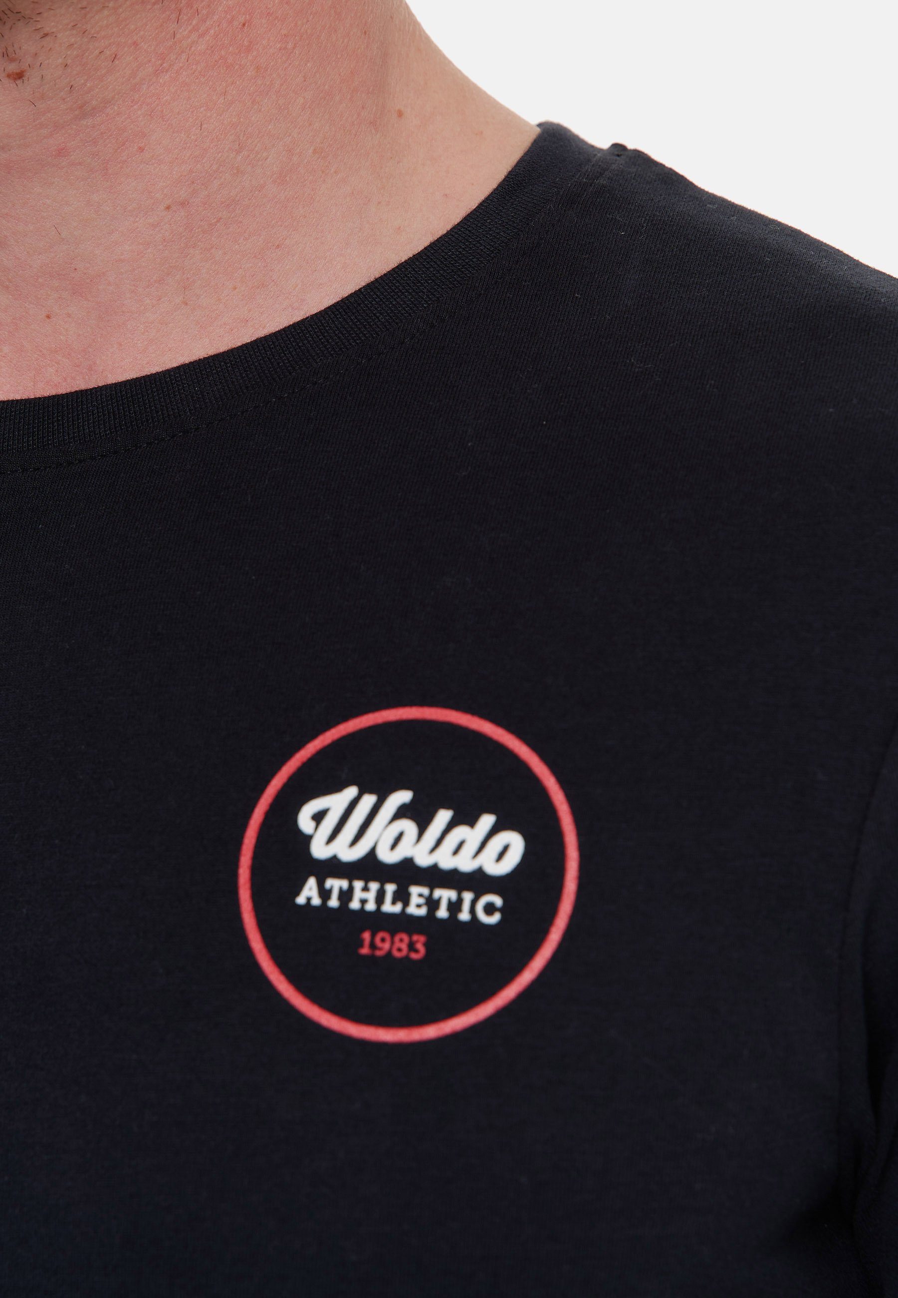 Woldo Athletic T-Shirt T-Shirt Runder schwarz-rot Print