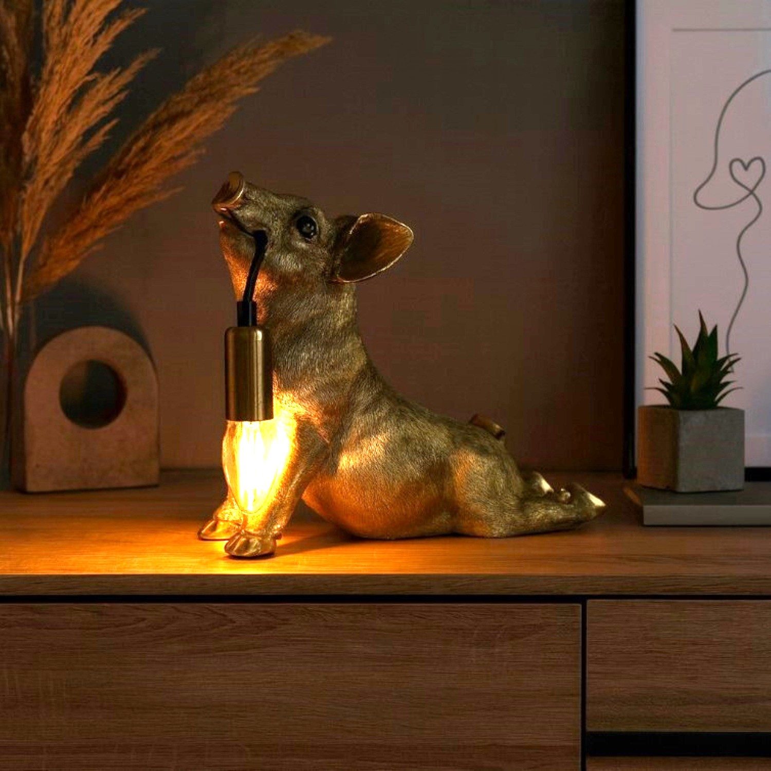 Online-Fuchs Tischleuchte - imposante Dekolampe goldenes günstig online kaufen