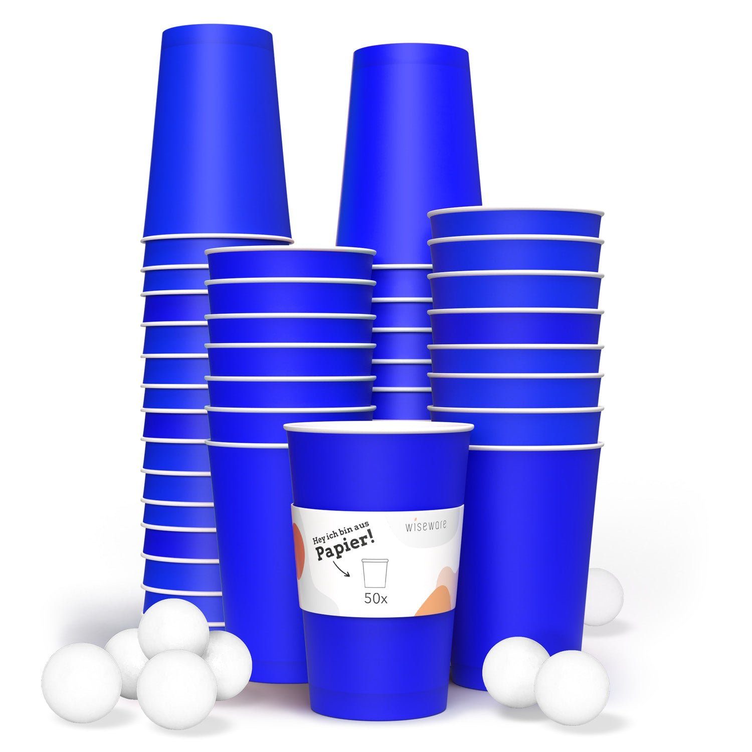 Pong - Bier aus Beer (blau) Set Pong, Papier Becher Einwegbecher wisefood Papier