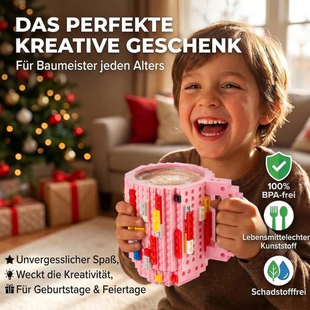 Goods+Gadgets Tasse GOODS+GADGETS LEGOTasse Baustein - kaffee&kinder becher, 350ml, Polycarbonat, Kaffeetasse Kaffee-Becher 350ml