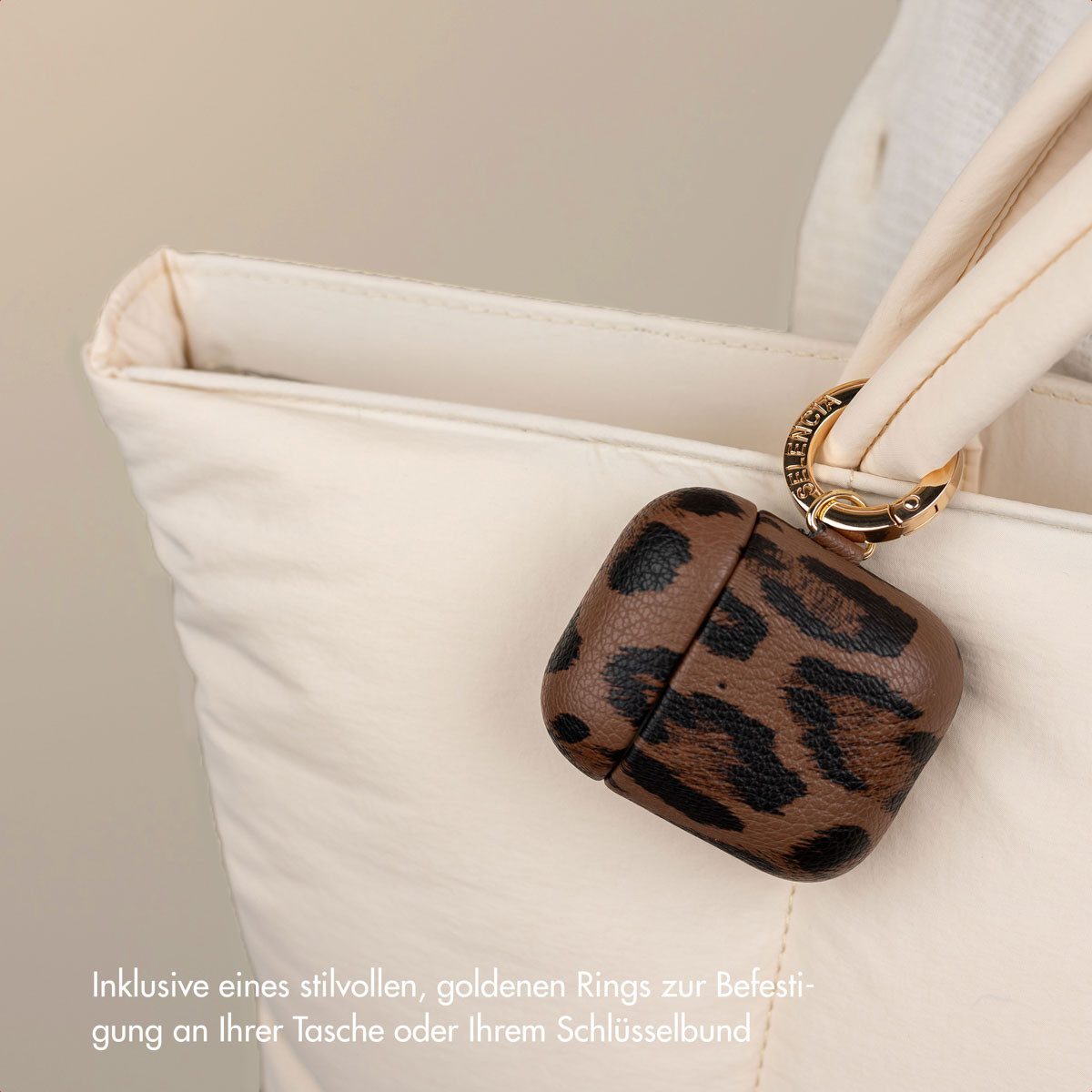 Selencia Kopfhörer-Schutzhülle Selencia Sabi Hülle Panthermuster Apple Airpods Pro 3 - Mocha Brown – Bild 5 von 5