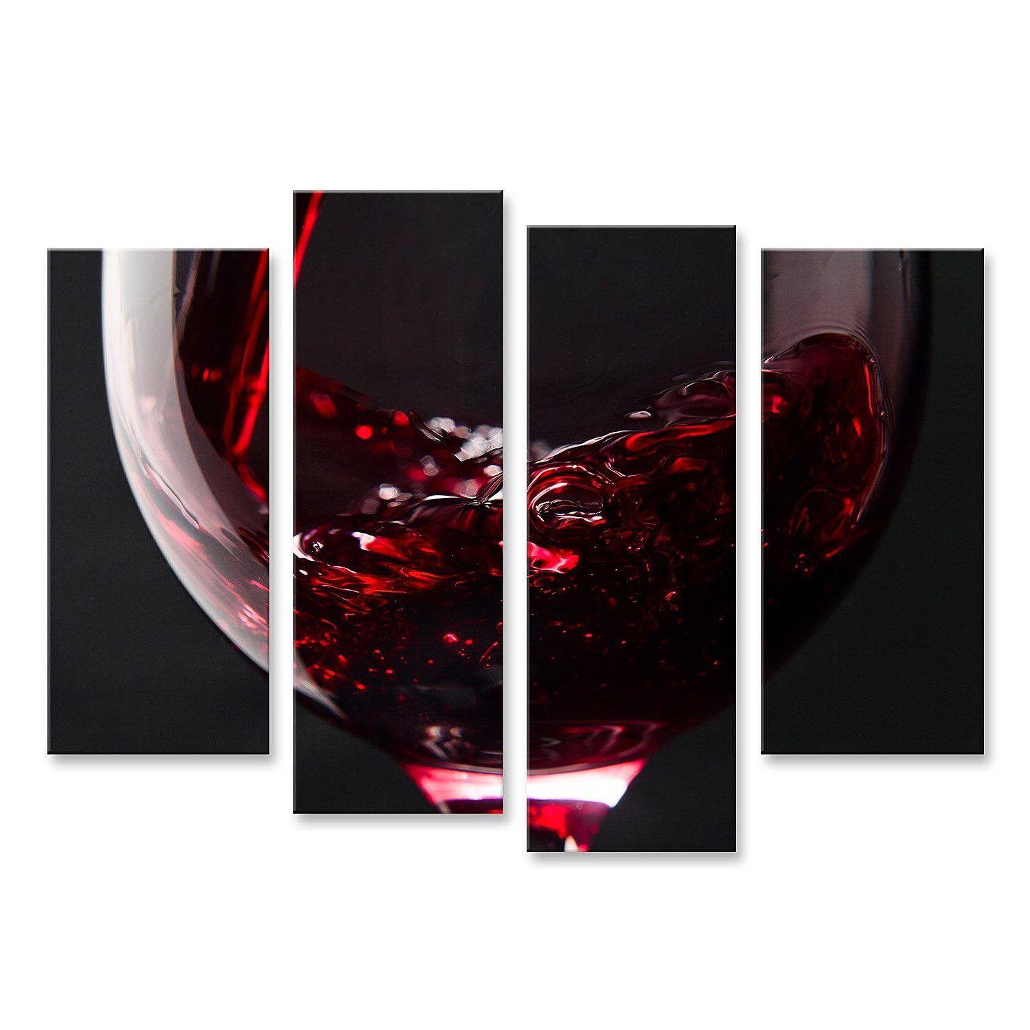 Leinwandbild Bild auf Leinwand Rotwein im Weinglas auf einem schwarzen Hintergrund