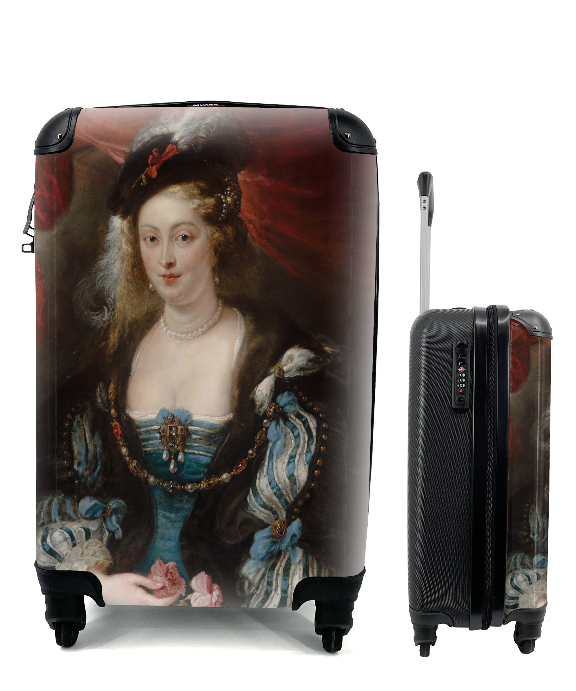 MuchoWow Handgepäckkoffer Porträt einer Frau - Gemälde von Peter Paul Rubens, 4 Rollen, Reisetasche mit rollen, Handgepäck für Ferien, Trolley, Reisekoffer