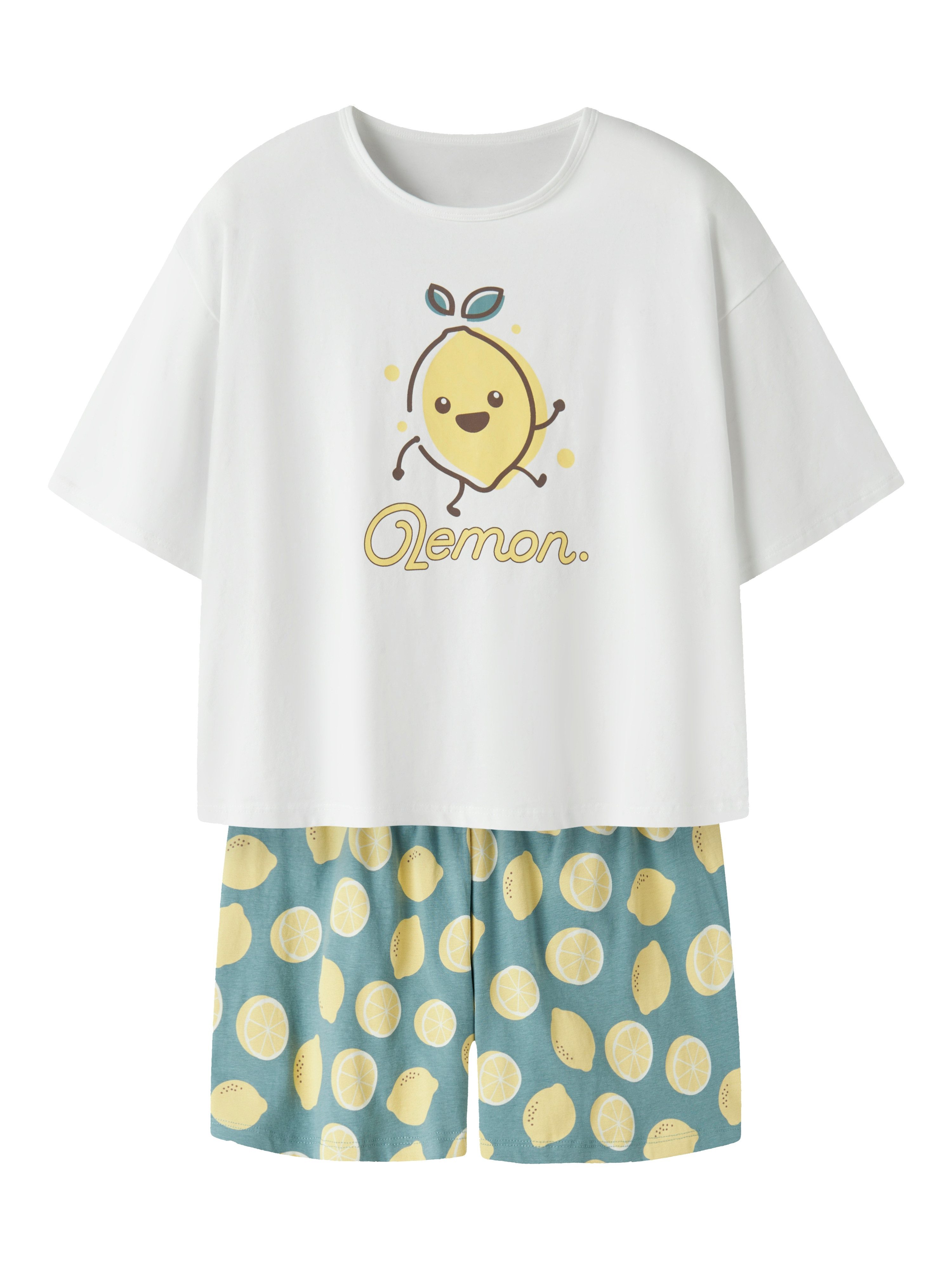 Name It Schlafanzug NKFNIGHTSET BOXY LEMON NOOS (Set) Baumwollmischung, mit Zitronen Druck