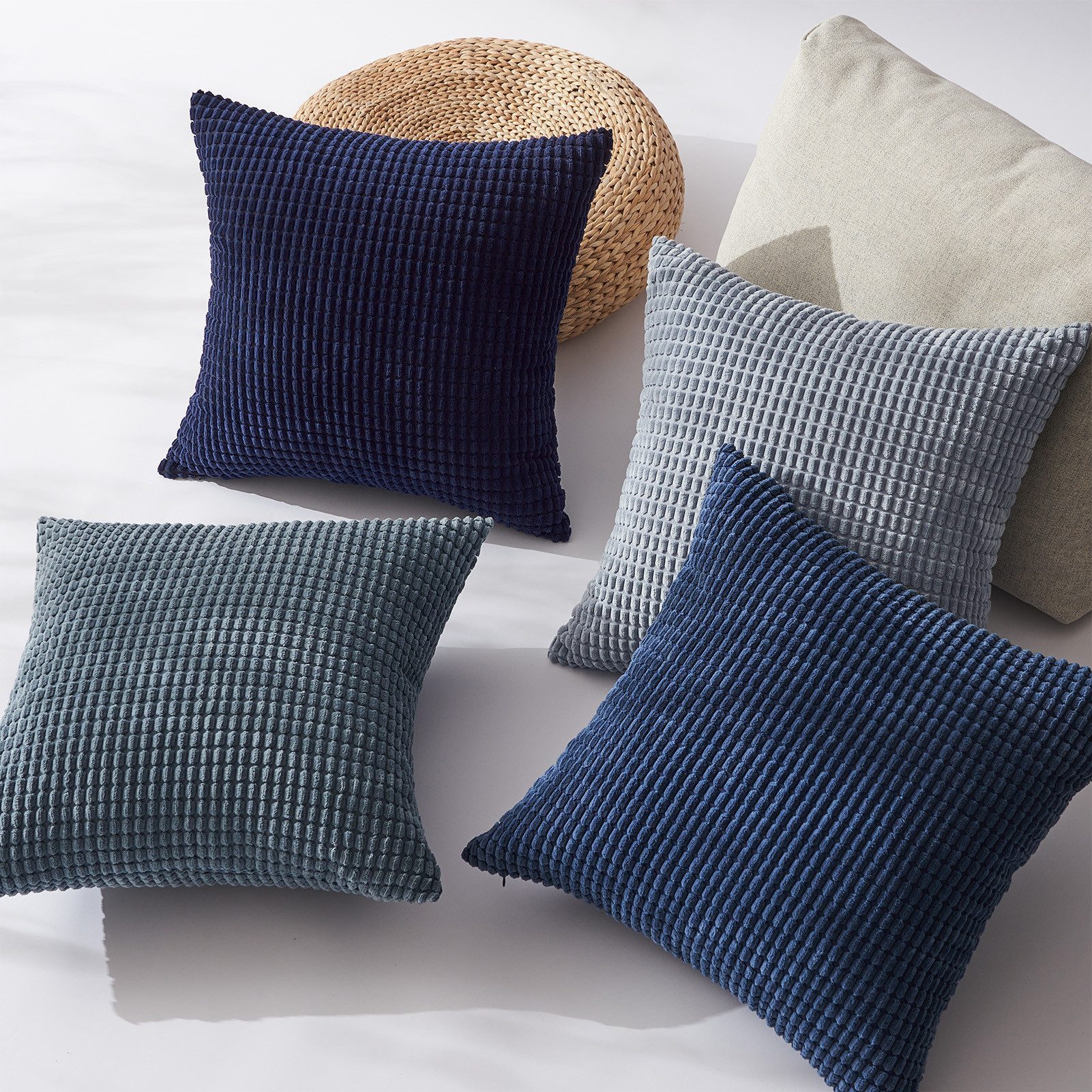 Topfinel Kissenbezug Dekokissenbezug 4er Set 40x40cm aus Cord Samt-Farbverlauf & Weich, Stilvoll & Pflegeleicht & Maschinenwaschbar für Sofa & Wohnzimmer