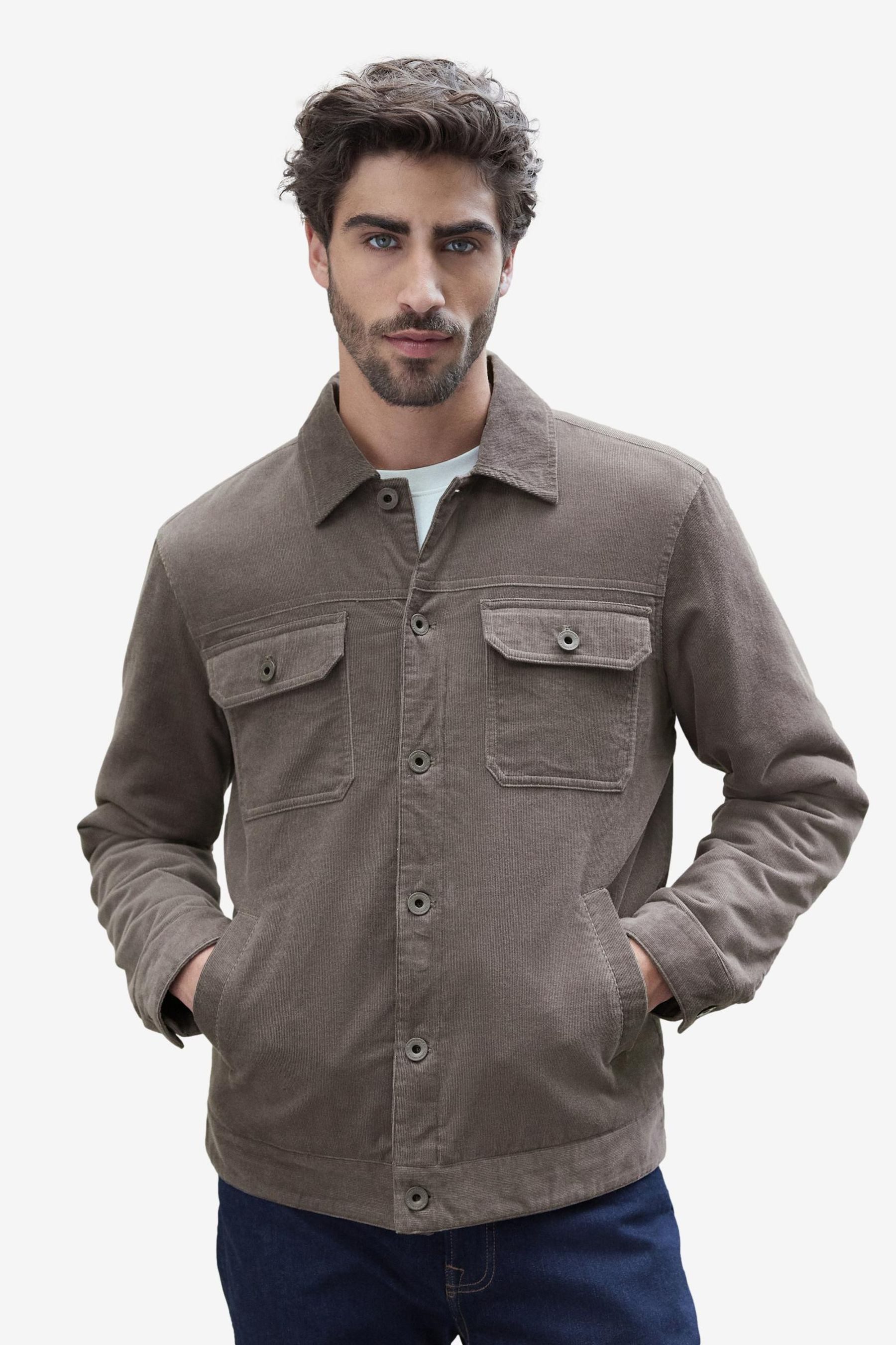 Cordjacke Truckerjacke aus Cord mit Teddyfell-Futter