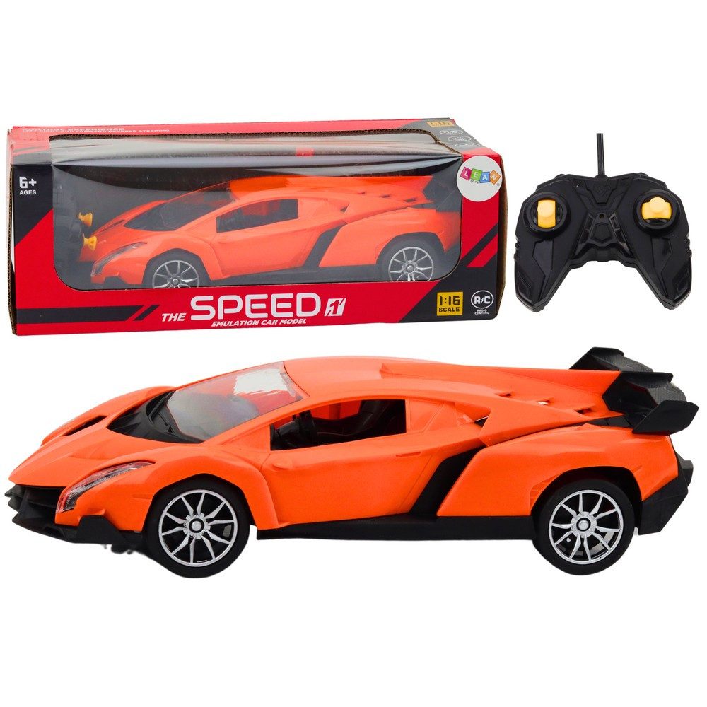 LEAN TOYS RC-Auto Funkauto Rennwagen Sportflitzer (Spar-Set, 1-tlg., 27 x 12 x 7 cm wendig), Gummiräder, Licht, 20 km/h, 1:16, 27 MHz