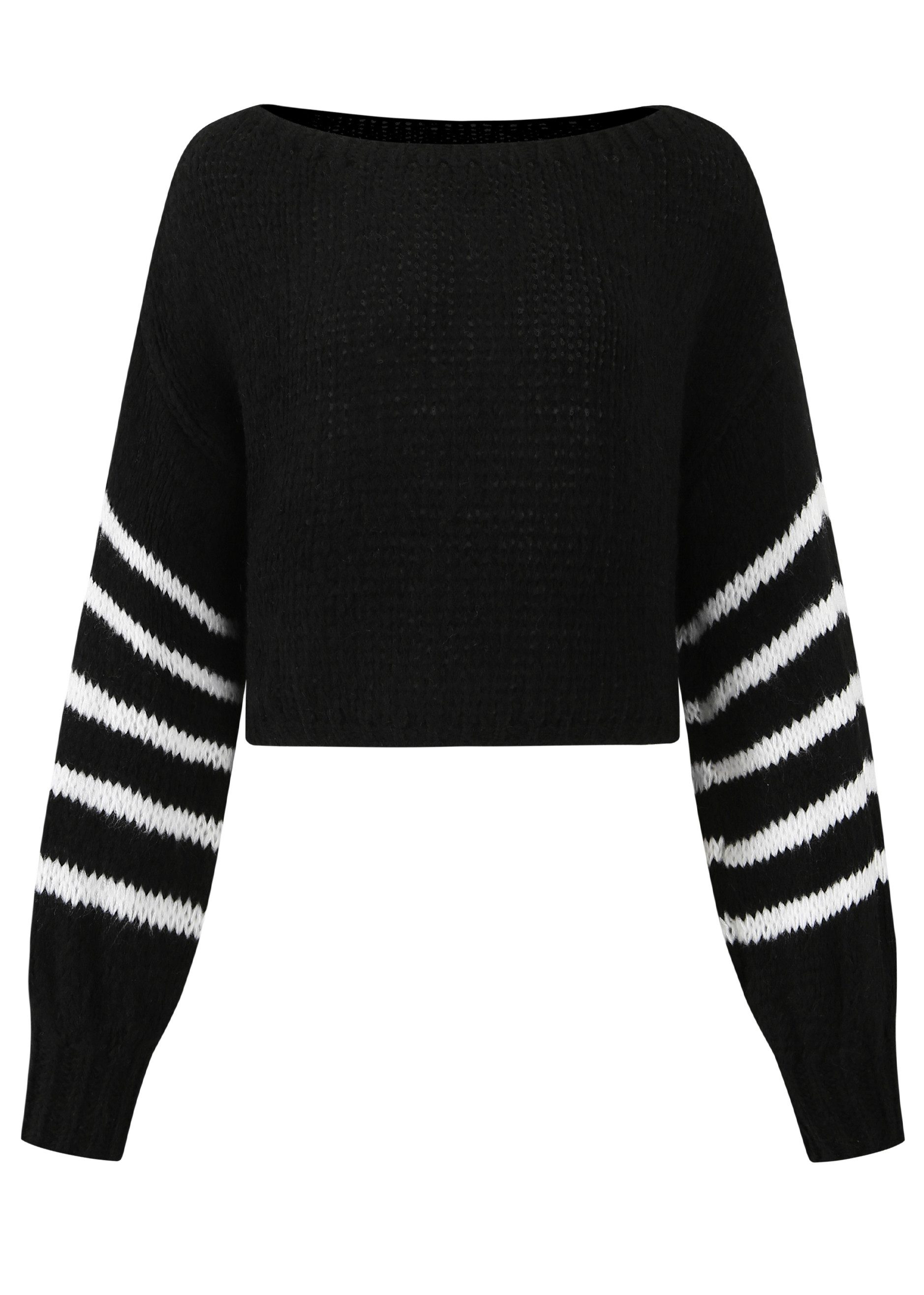 SASSYCLASSY Strickpullover Pullover Damen mit Streifenärmeln Damenpullover günstig online kaufen