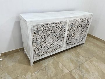 Oriental Galerie Unterschrank Indien Sideboard Samir Weiß 170 cm