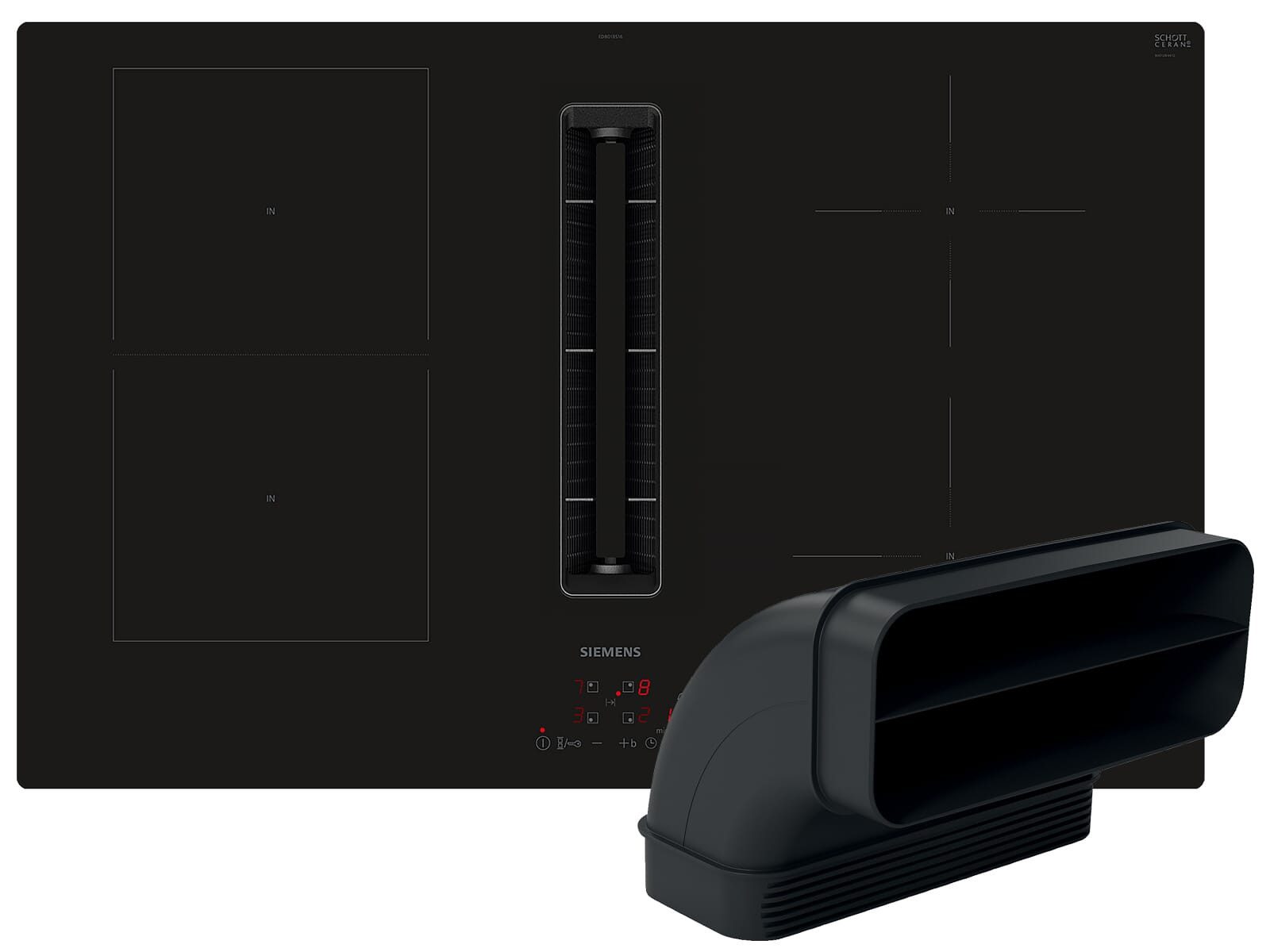 SIEMENS Kochfeld mit Dunstabzug ED801BGA7, Powerboost-Funktion, Timer, TouchControl-Bedienung