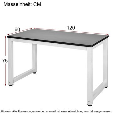 Ulife Schreibtisch Schwarz Computertisch Bürotisch Arbeitstisch, Verstellbare Tischbeine, 120x60cm