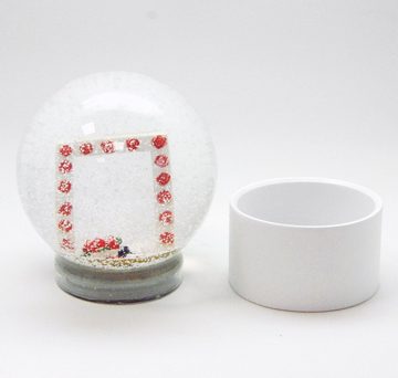 Snowglobe-for-you Schneekugel Foto-Schneekugel 100mm Glas gefüllt Sockel weiß rund Rosen Rahmen