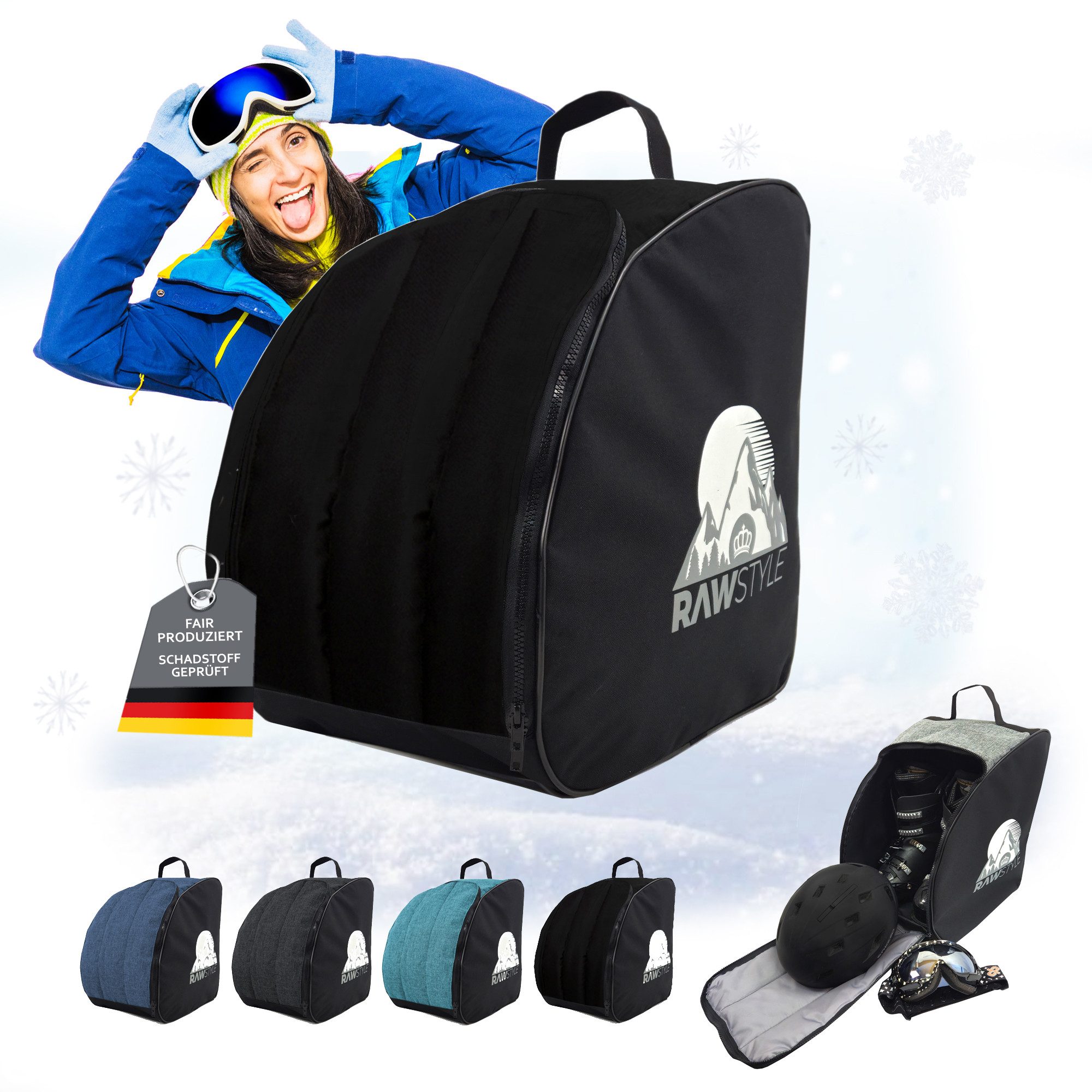 BambiniWelt by Rafael K. Skitasche Skischuhtasche Skischuh-Rucksack wasserdicht Tragegriff, wasserdichtes, starkes Cordura-Gewebe