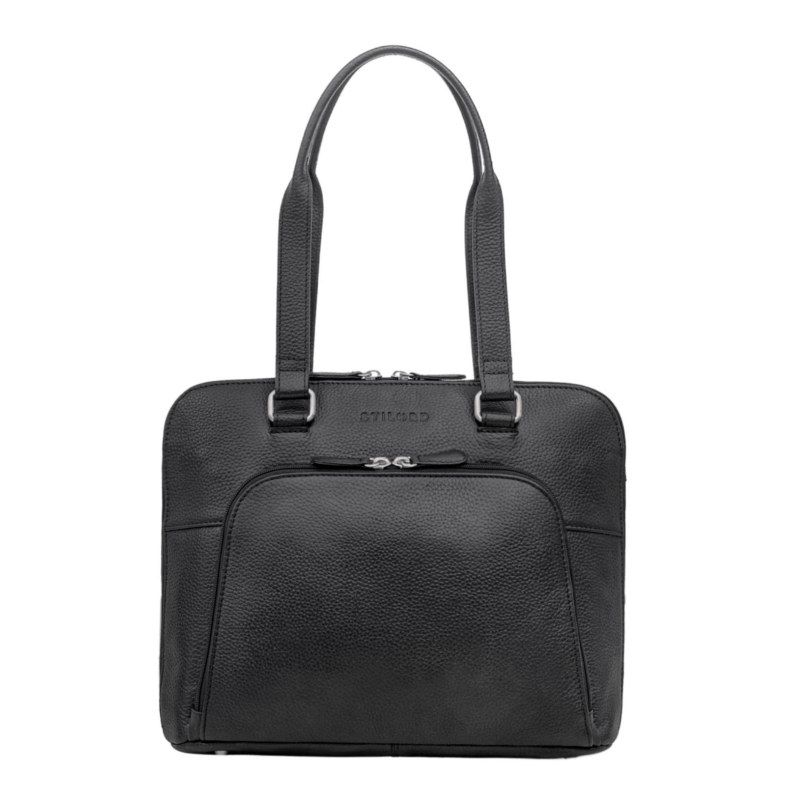 STILORD Handtasche "Hermione" Businesstasche 13,3" Damen Leder schwarz