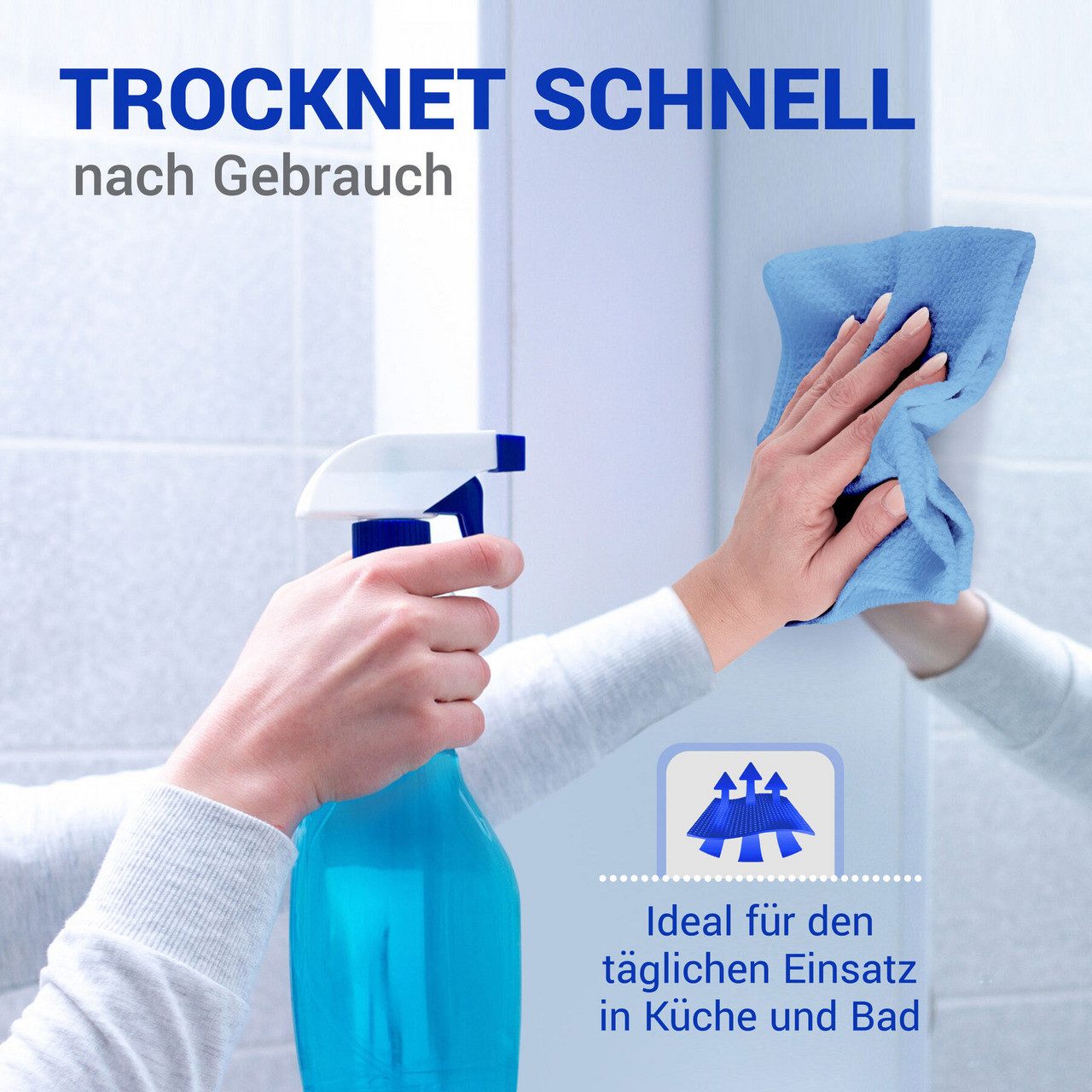 wolk Mikrofasertuch mit Waffelstruktur in weiß - Reinigungstuch (Polyester, 38x38 cm, 10er-Set, hygienisch auf 90° waschbar) – Bild 4 von 5