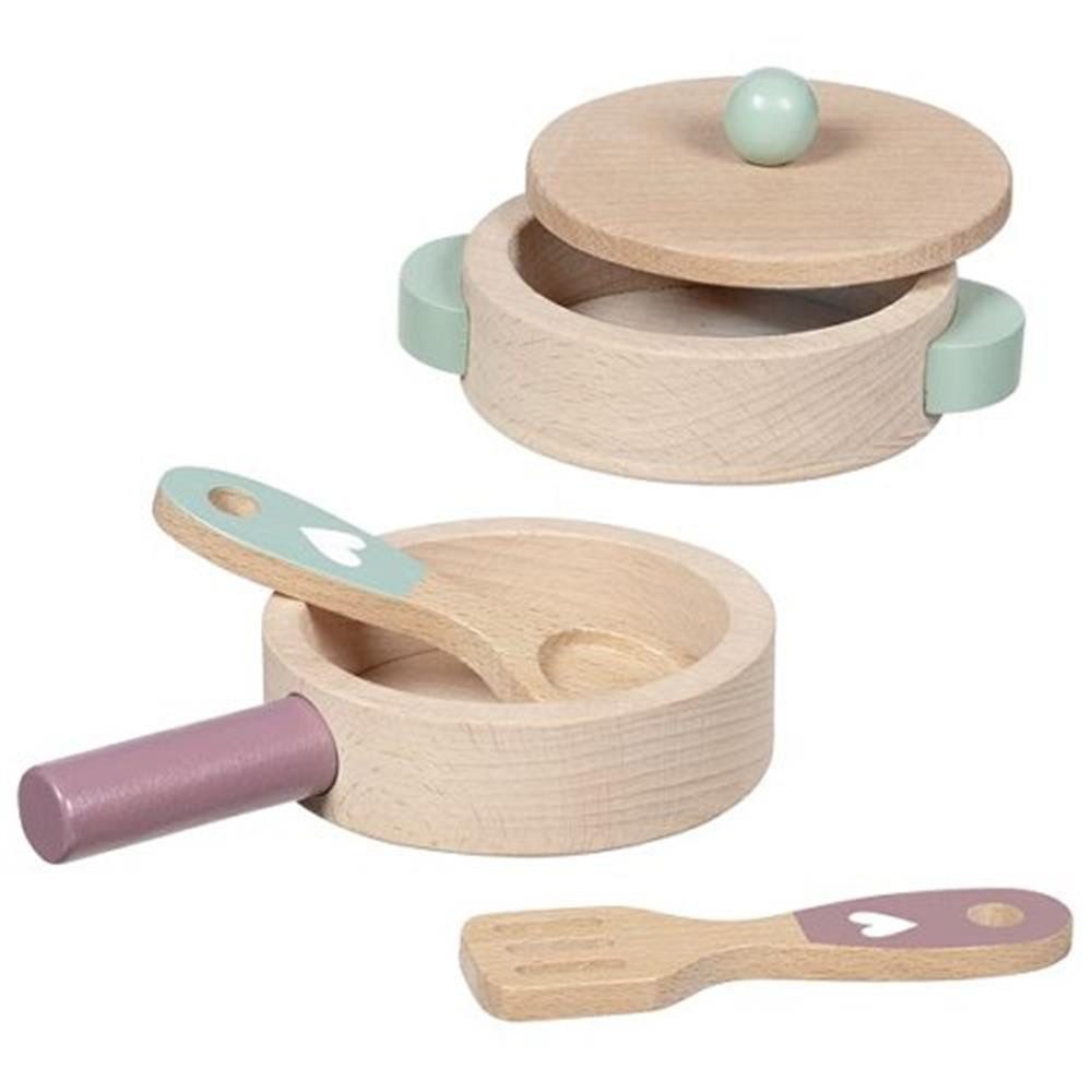 Spielgeschirr Kochset Kinderküche Holz Spielküche Zubehör Küchenliebe 5-teilig Set