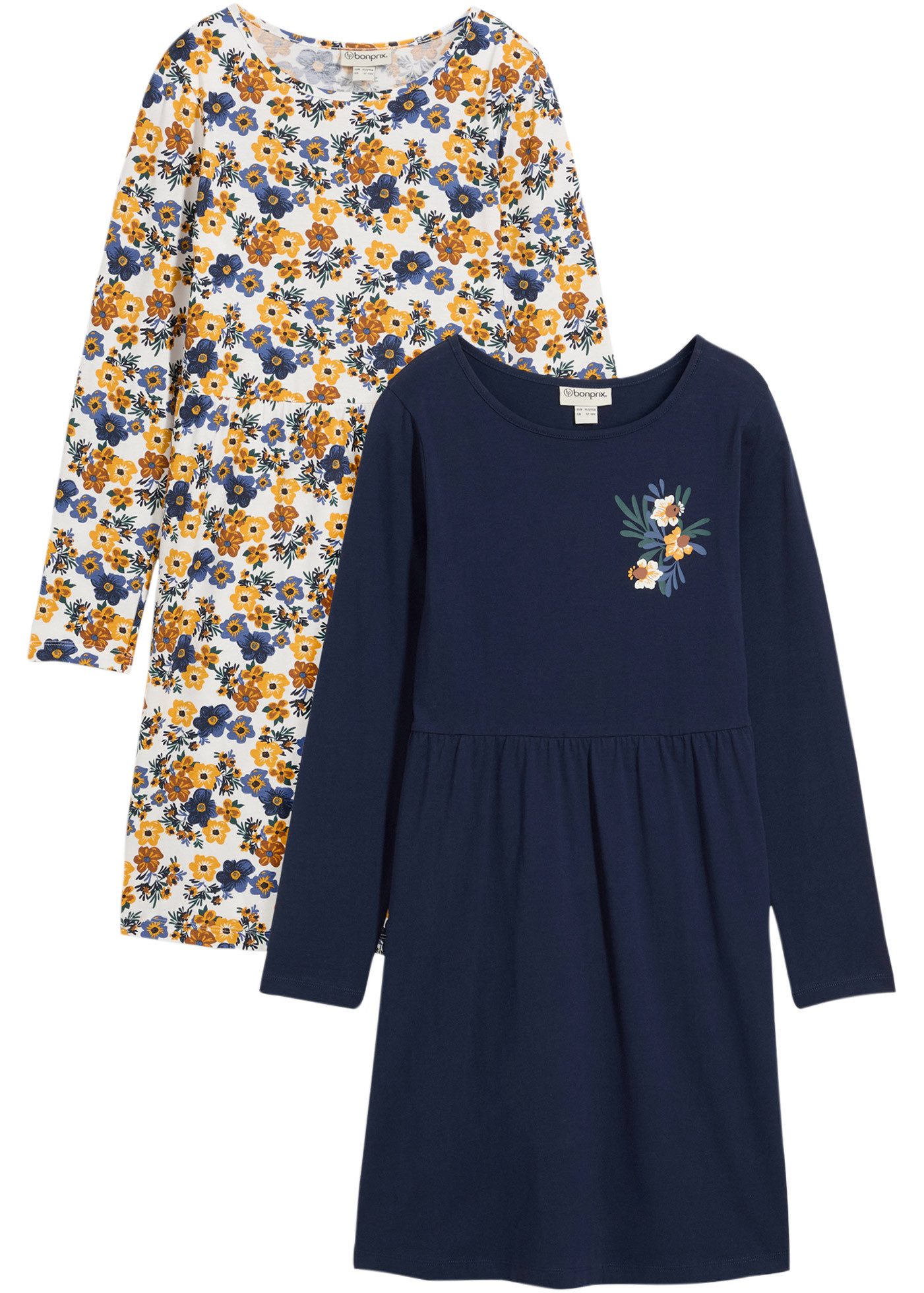 bonprix Jerseykleid (Packung, 2-tlg., 2) Jerseykleid (2er Pack) aus reiner Baumwolle