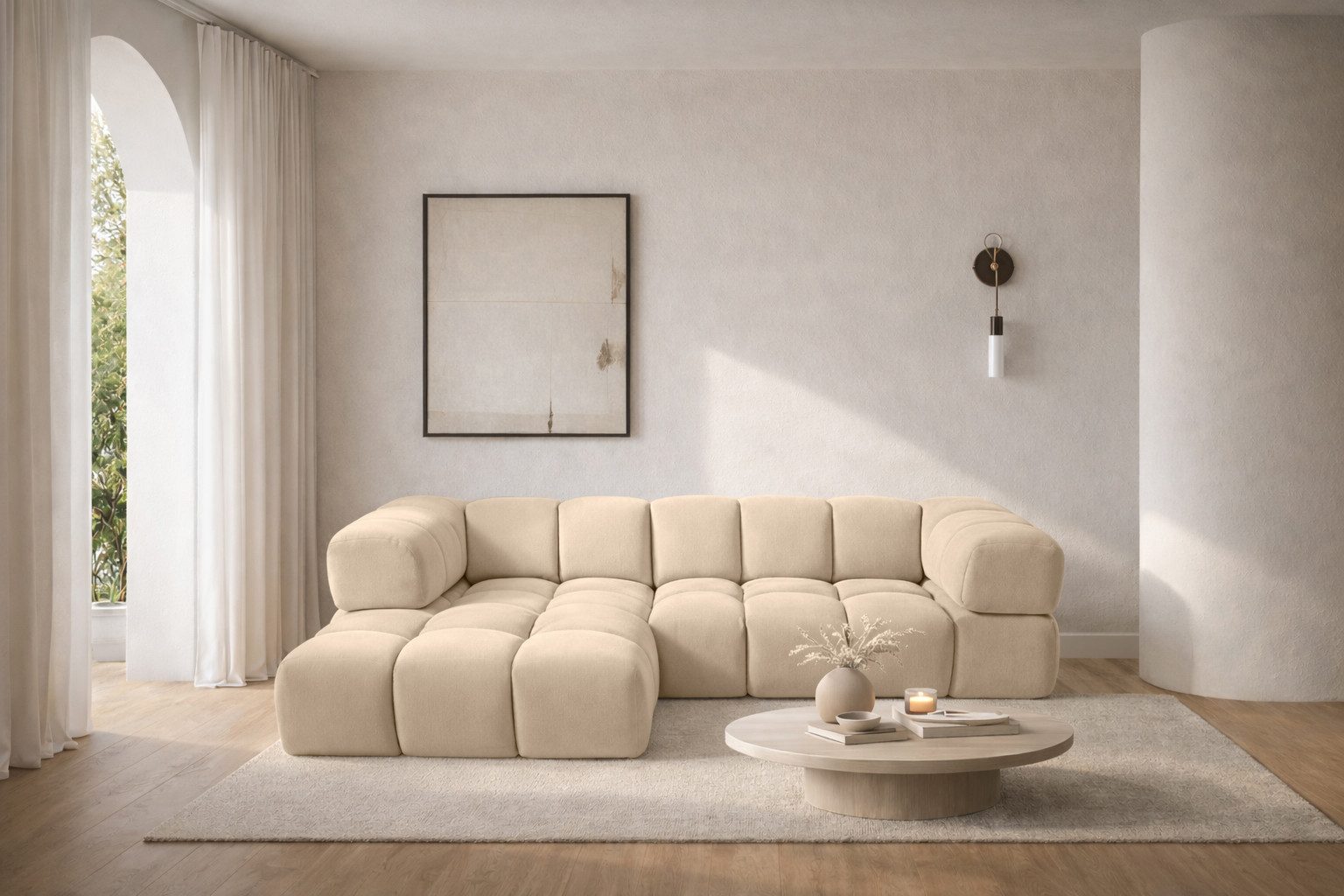 Kaiser Möbel Ecksofa luxuriöses Velours-Sofa im Stoff Bluvel modernes AVERRO, Premium-Velours Bluvel,Weiche abgerundete „Bubble“-Formen