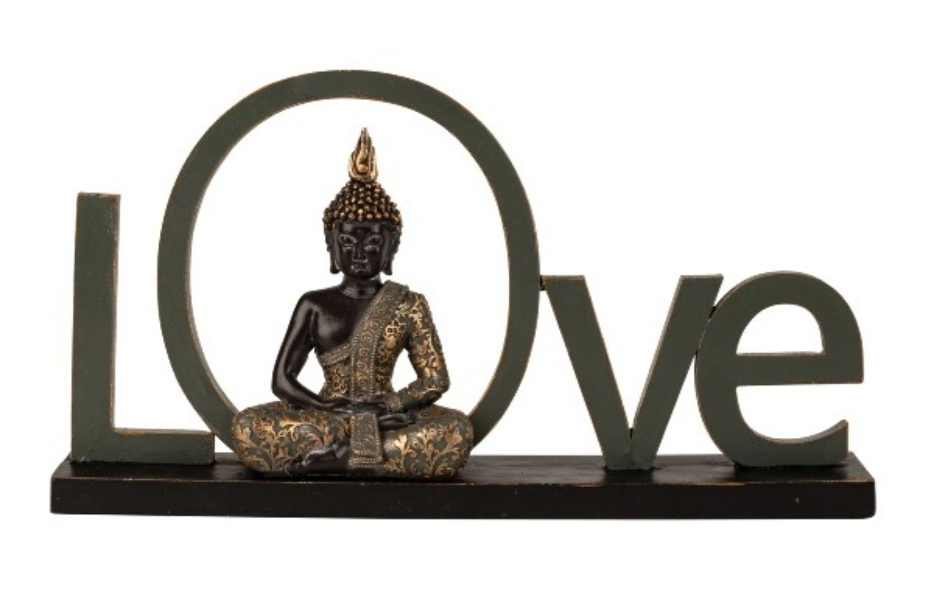 MF Buddhafigur Dekorativer Schriftzug 'LOVE' mit Buddha Figur - Harmonische Zierde