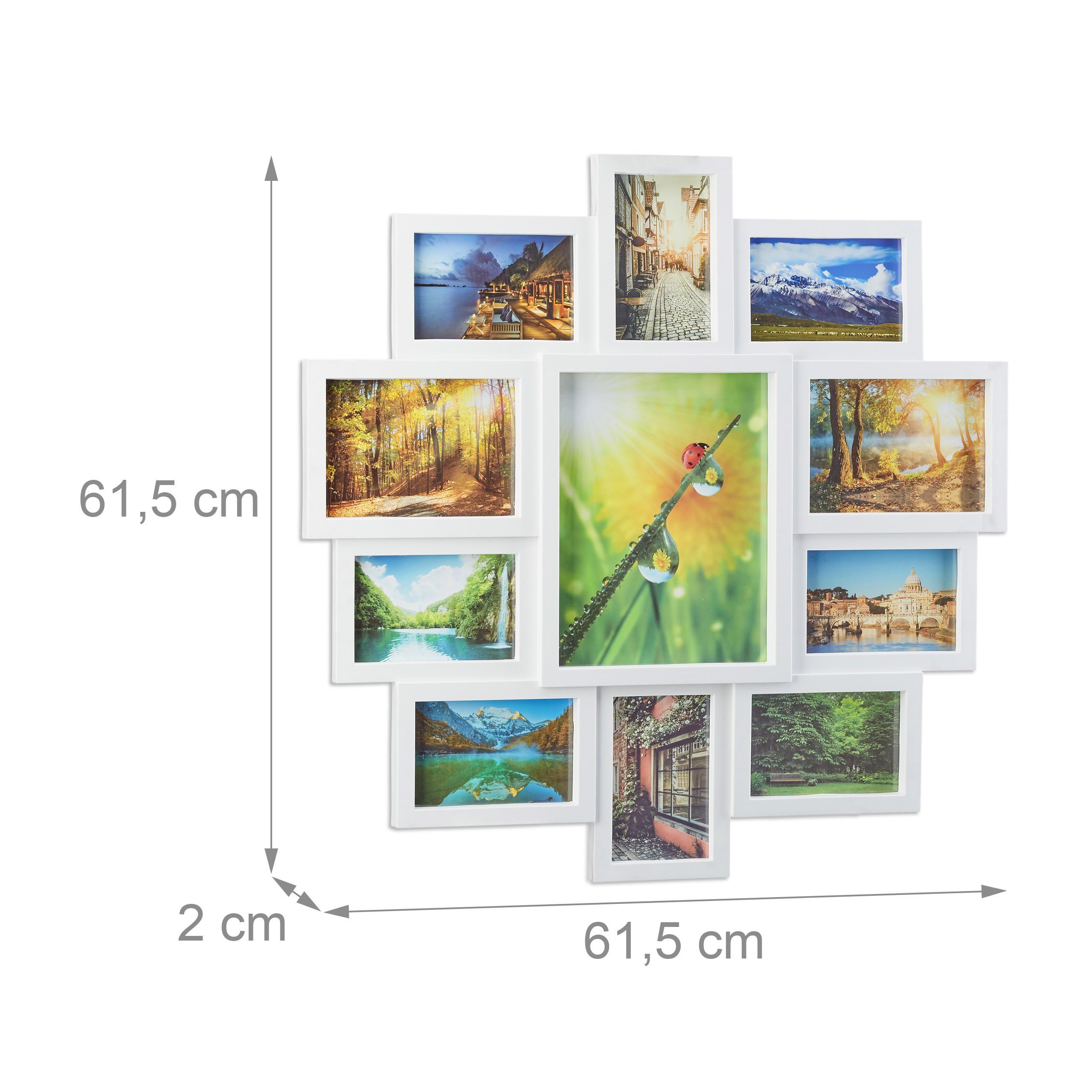relaxdays Staffelbilderrahmen Bilderrahmen Collage 11 Fotos, weiß