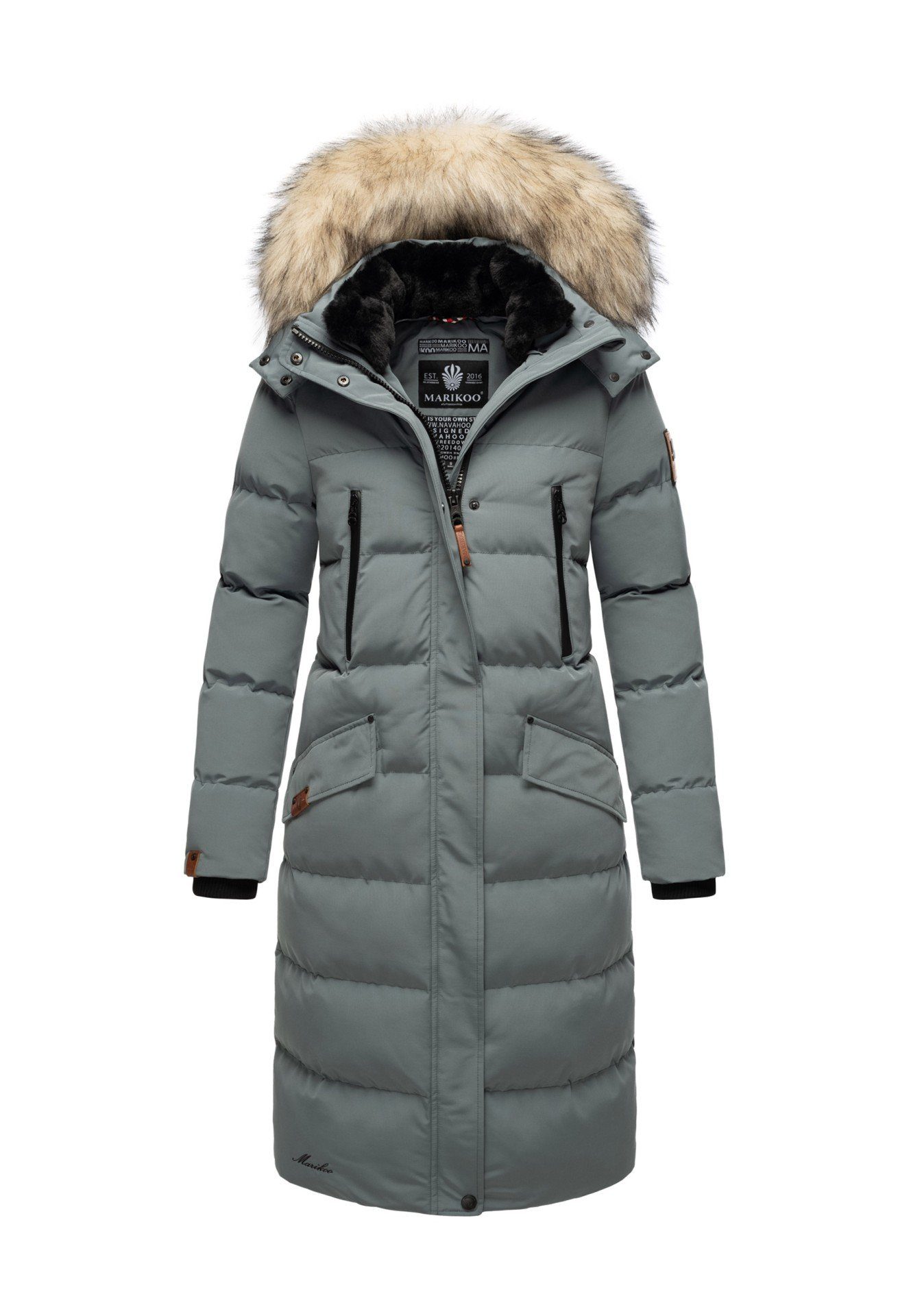 Marikoo Schneejacke Schneesternchen langer Parka mit abnehmbarer Kapuze