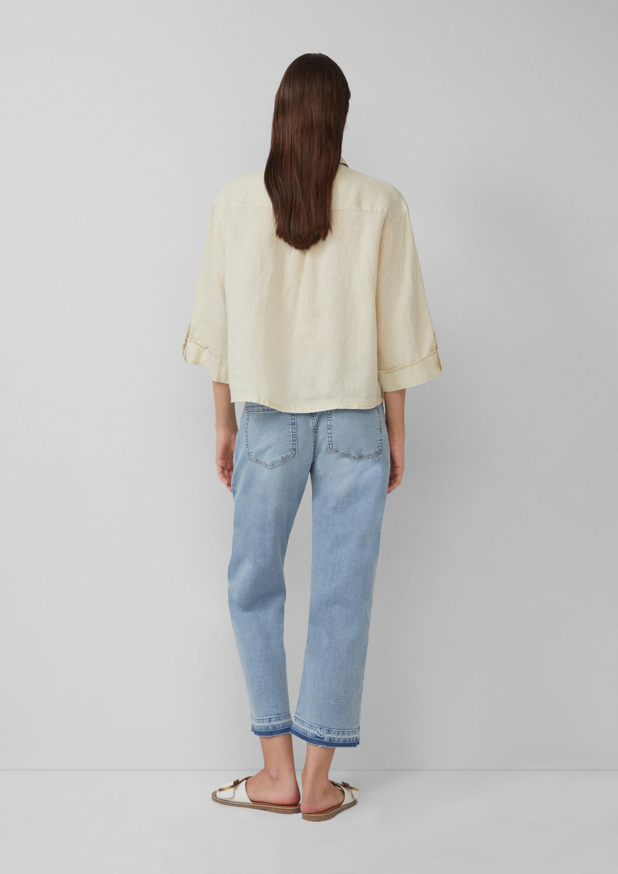 s.Oliver Kurzarmbluse Bluse Leinen-Overshirt im Relaxed Fit mit weiten 3/4-Ärmeln