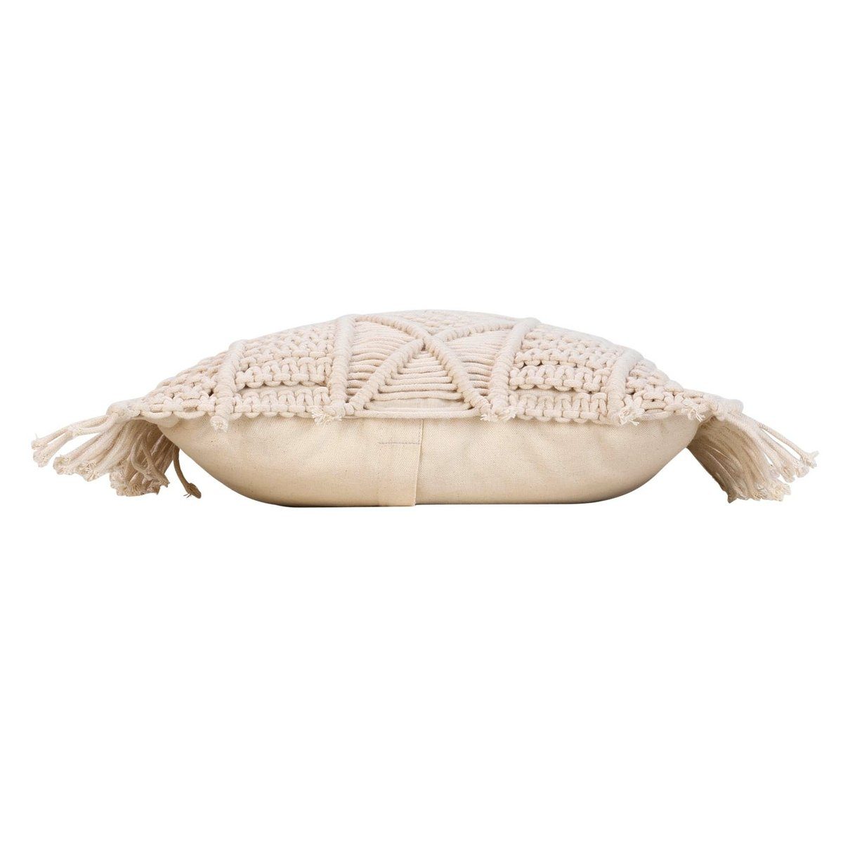 Macosa Home Dekokissen Deko Kissen Makramee 40 x 40 cm Beige Baumwolle inkl. Füllung Deko, Deko Couchkissen Baumwollkissen mit Reißverschluss