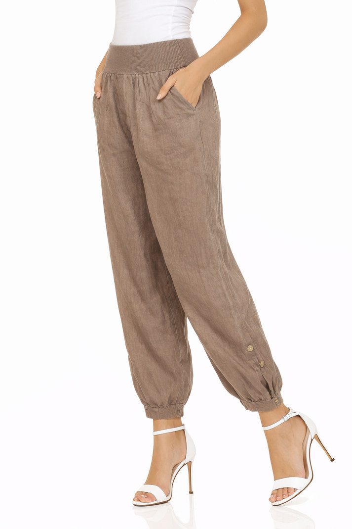 Mississhop Leinenhose Damen 100 % Leinen Extra Lang Hose– Tall Fit Sommerhose M.282