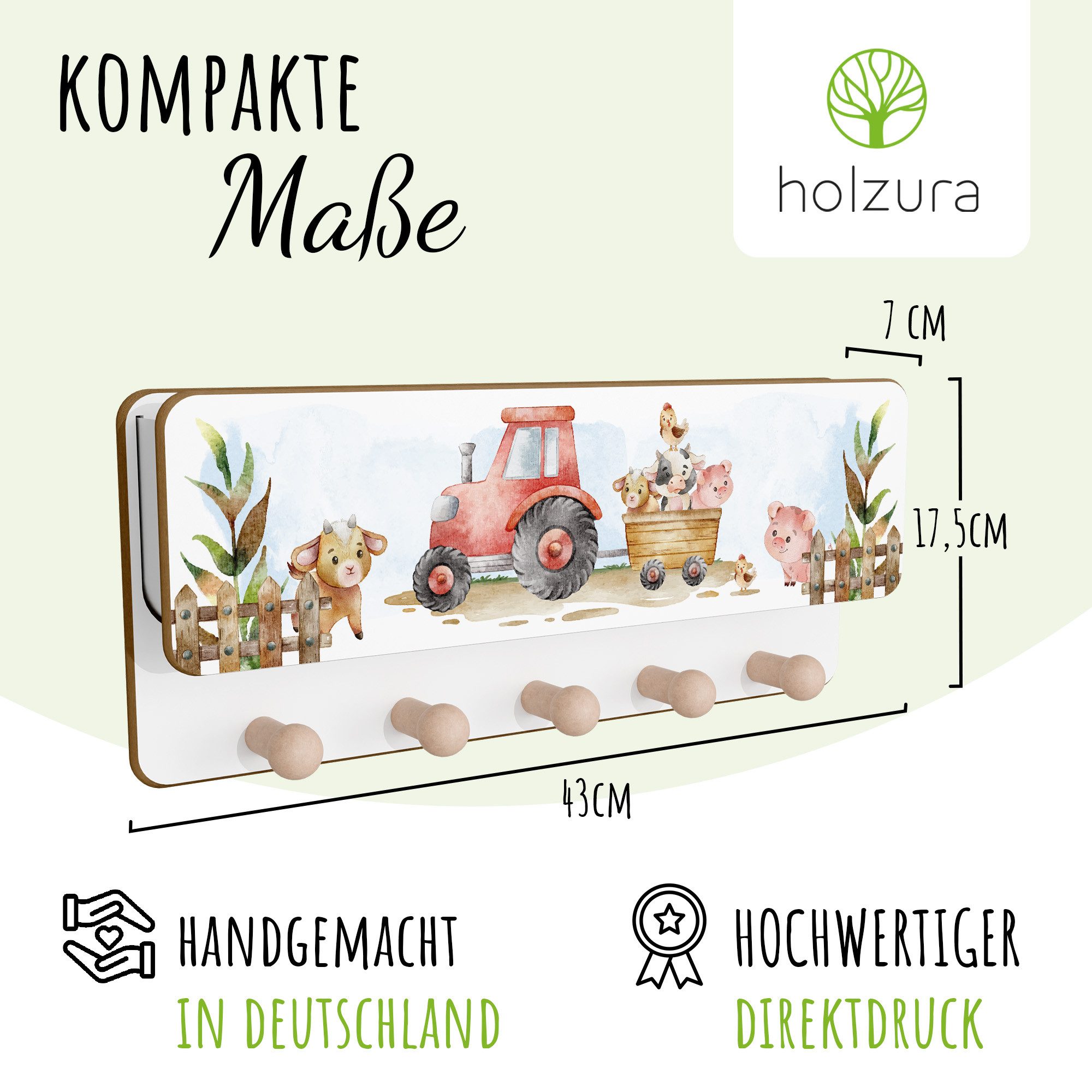 Holzura Kinderregal Kindergarderobe aus Holz mit Ablage und magnethaftendem Rahmen. – Bild 3 von 5