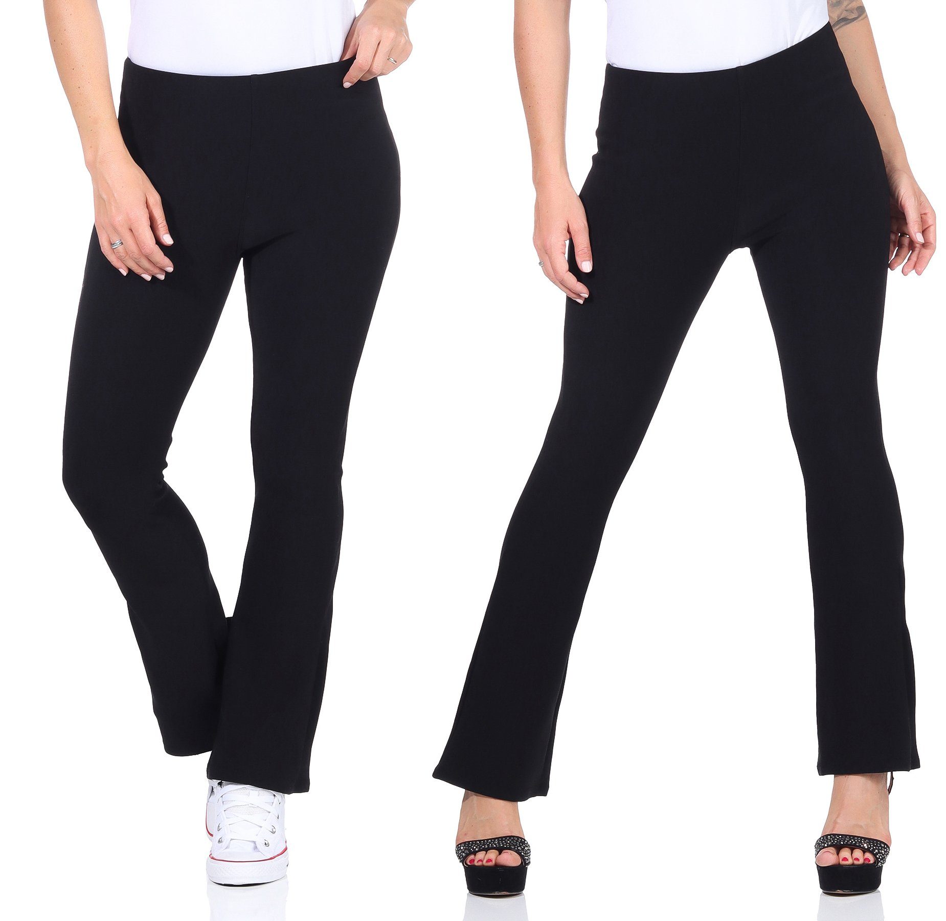 Aurela Damenmode Bootcuthose Schlaghose Damen Schwarz Boot Cut Stoffhose elegant mit elastischem Bund, auch in großen Größen