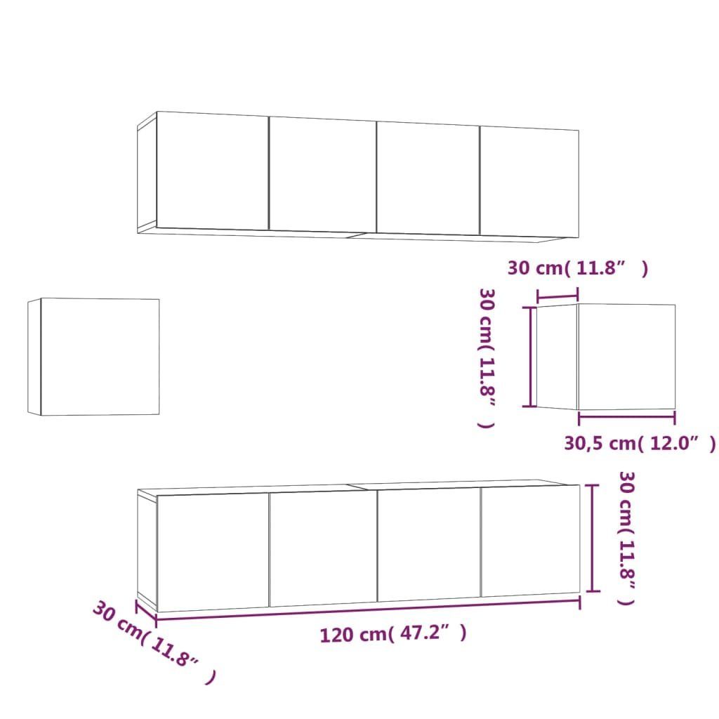 vidaXL TV-Schrank TV-Schrank-Set (6-St) Räuchereiche 6-tlg. Holzwerkstoff