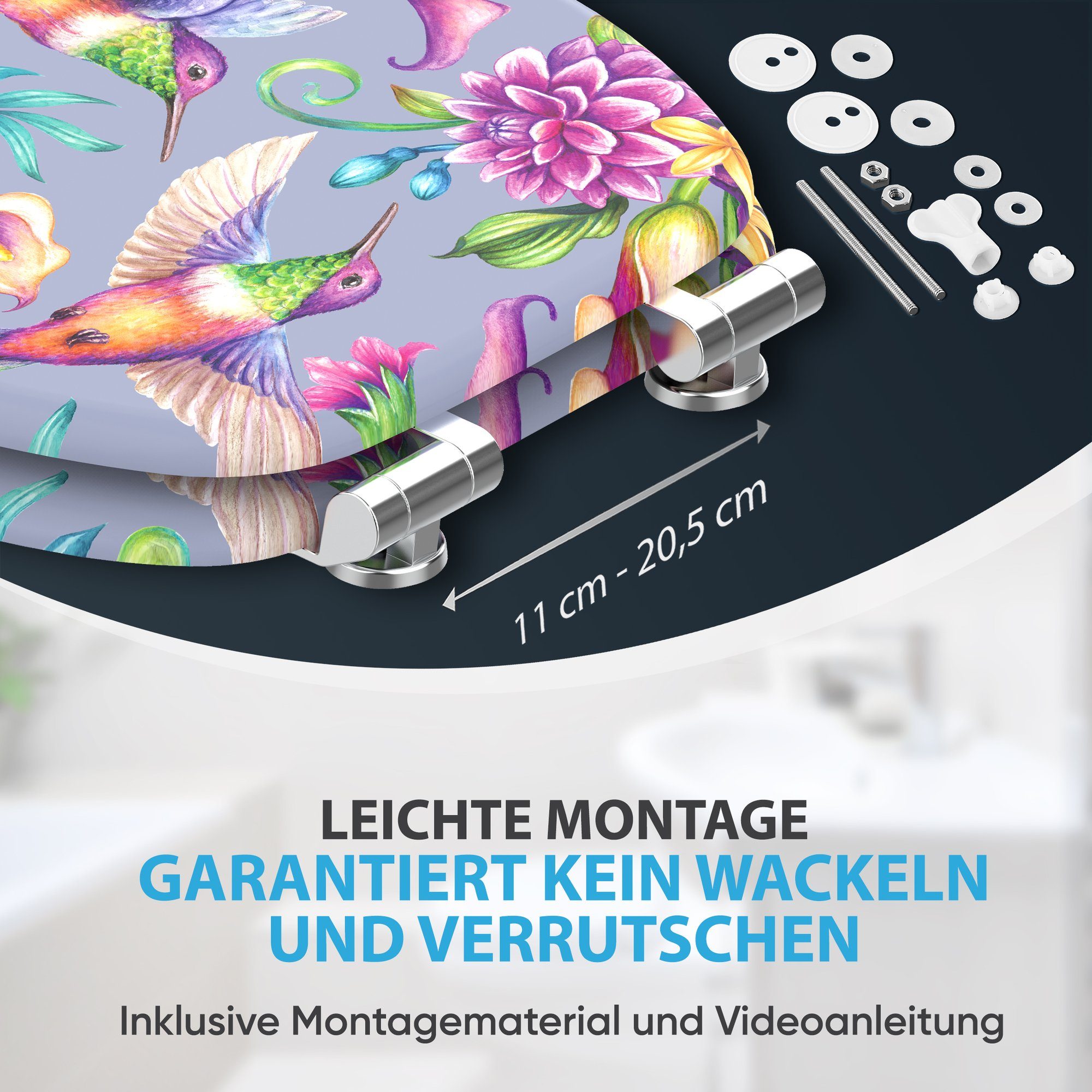 Sanilo Badaccessoire-Set 3-teilig mit Motiv, viele schöne Sets zur Auswahl, WC-Sitz mit Absenkautomatik, Badteppich 70 x 110 cm, Waschbeckenstöpsel, 3 tlg., 3-t – Bild 4 von 5