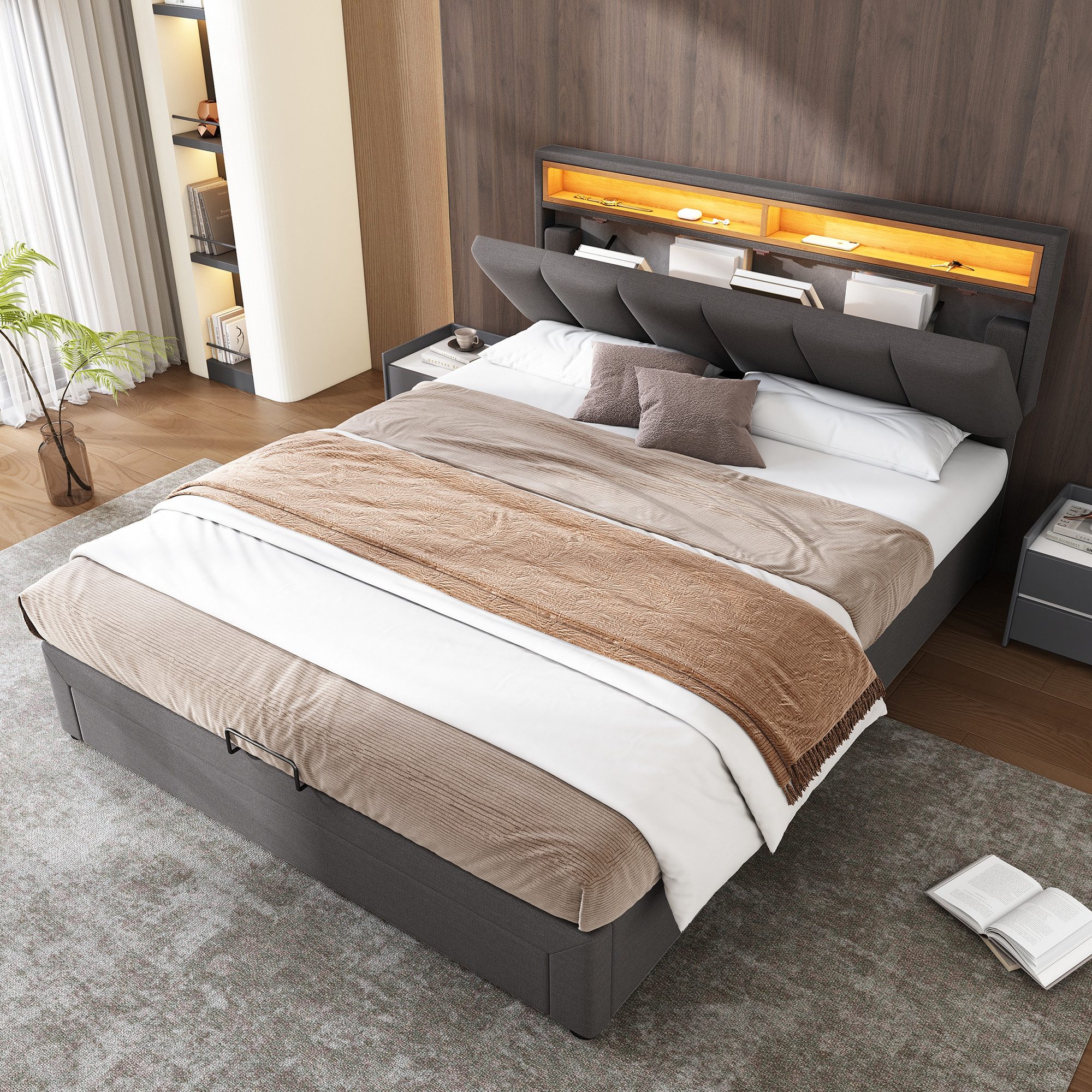 STILVORA Polsterbett 140x190 mit Bettkasten,Jugendbett Bettgestell günstig online kaufen