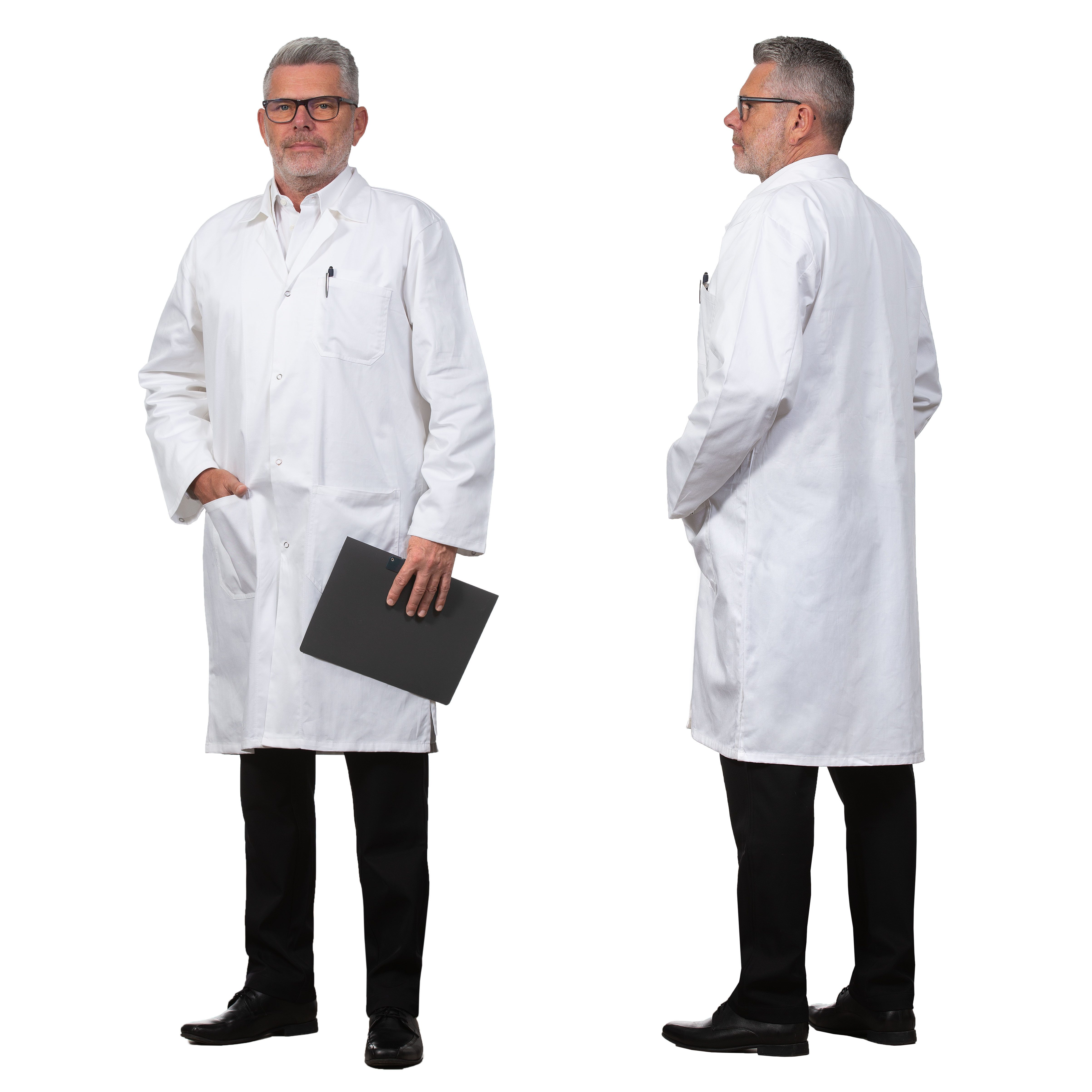 ZOLLNER Халат врача 65% Polyester, 35% Baumwolle, Размер 44-56, weiß, mit Druckknöpfe