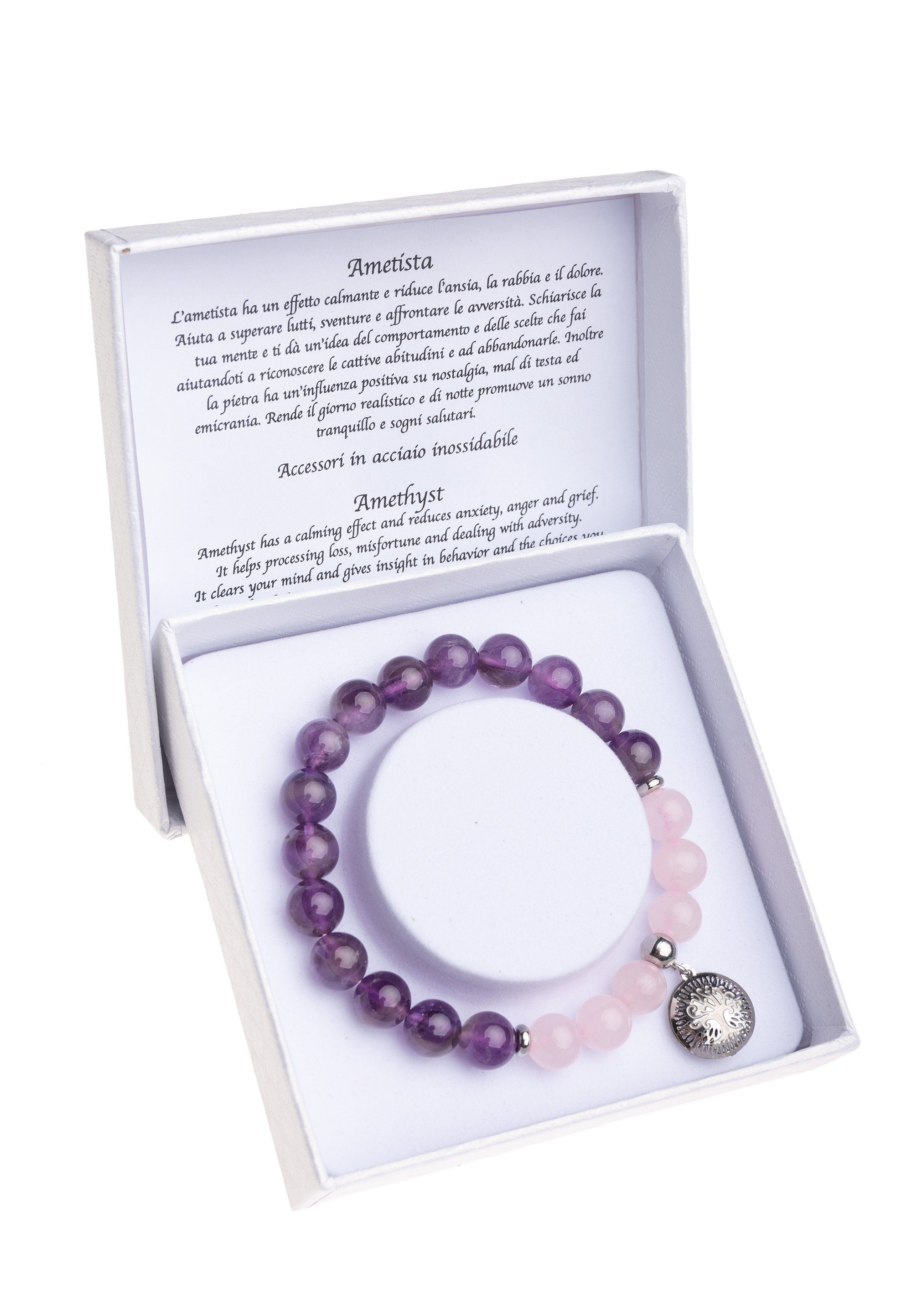 "Pearl" elastisch, mit Cassandra Amethyst mit Perlenarmband Edelsteinen, Schutz-und Heilsteinen Accessoires