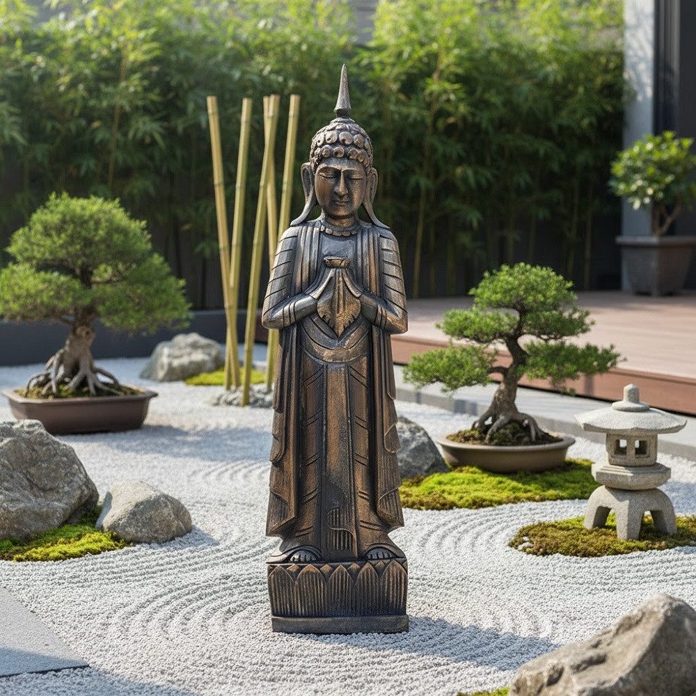 JVmoebel Skulptur Buddha-Statue aus Malaysia mit filigranen Details für harmonische Deko (1 St., Skulptur), Made in Europa