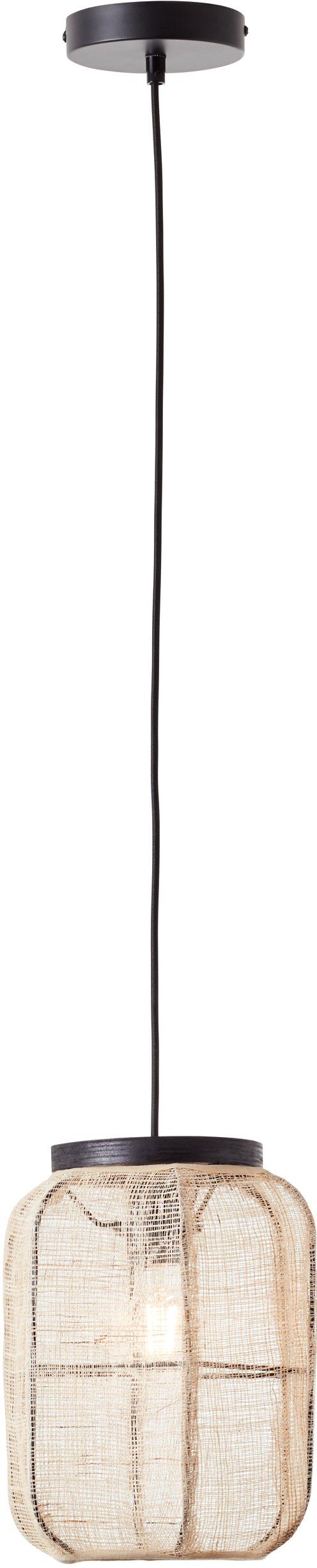 Home affaire Pendelleuchte Rouez, ohne Leuchtmittel, Hängelampe mit 22cm Durchmesser, Schirm aus Textil und Holz | Pendelleuchten