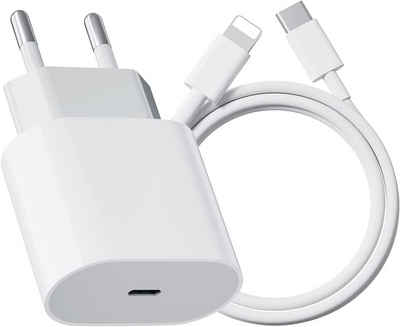 Futurea iPhone Ladekabel Ladeset Kabel 1m USB-C Lightning mit 20W Ladestecker USB-Ladegerät (100cm Lightning Kabel iPhone Ladekabel, 1-tlg., Power Adapter, für iPhone 11 12 13 14 Pro Max Mini SE)