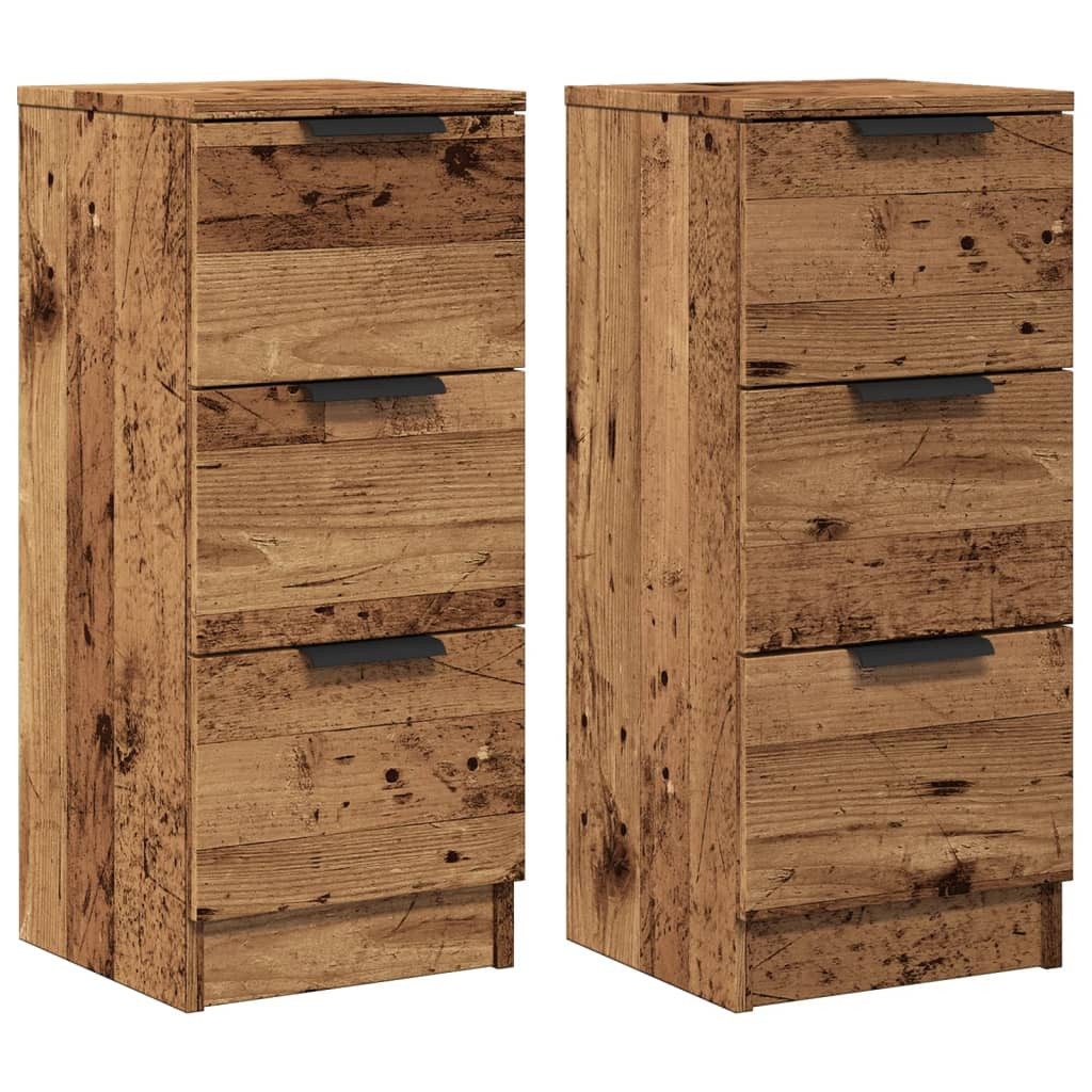 vidaXL Kommode NA Kommode Wohnzimmer 2 Stk Schubladenschrank Sideboard Altholz-Optik