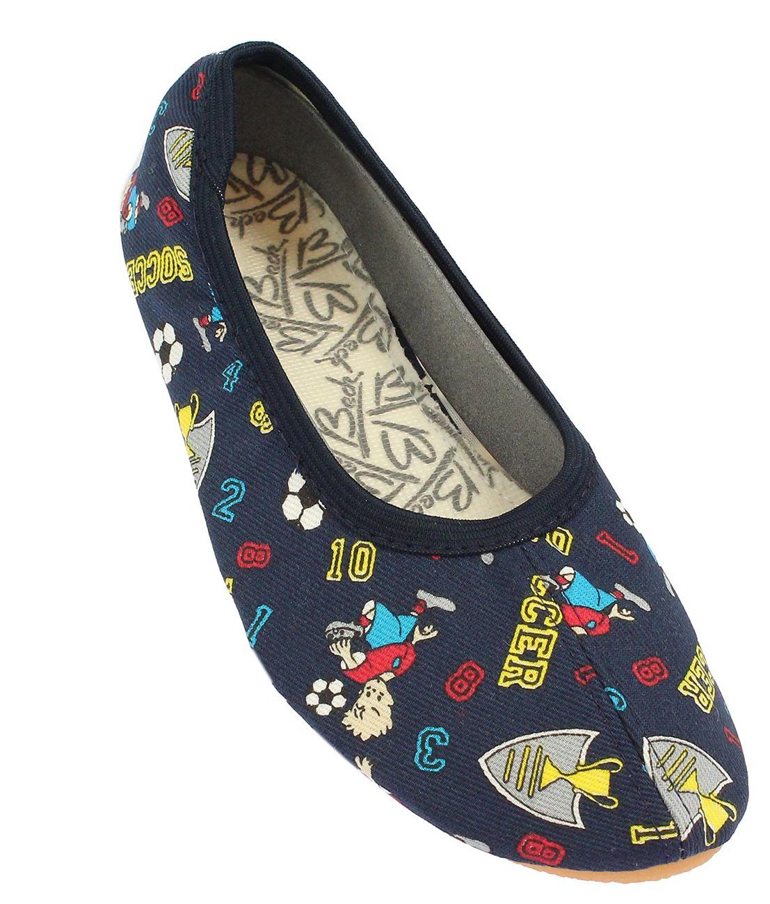 Beck Schläppchen Soccer Gymnastikschuh (mit rutschfester Gummisohle) aus Naturkautschuk, atmungsaktive Baumwolle