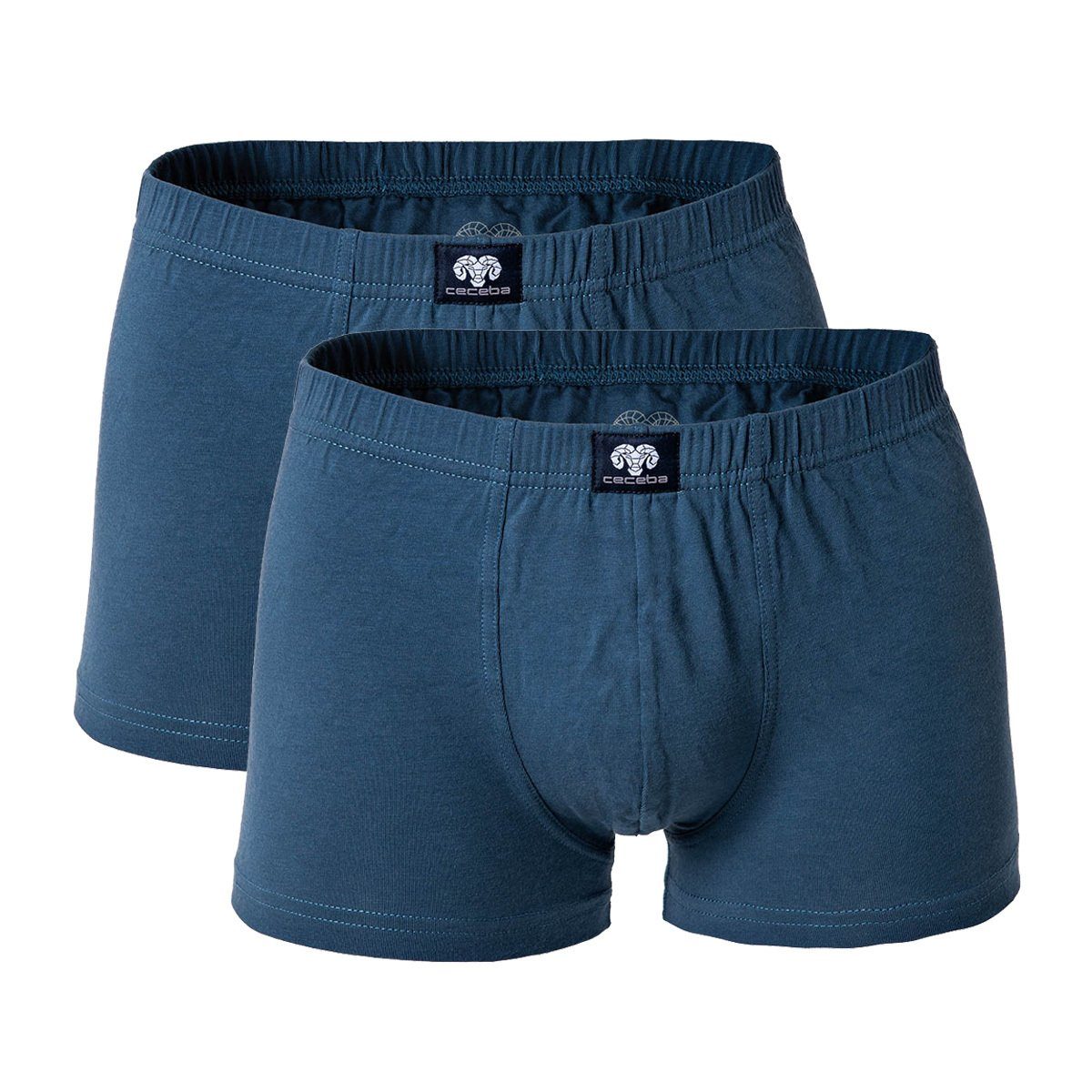 CECEBA Boxer Herren Shorts, 2er Pack - Short Pants, Basic Blau