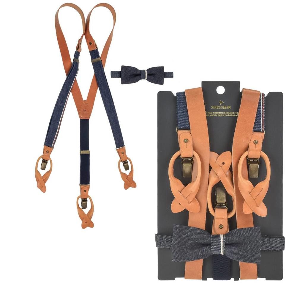 Sir Redman Подтяжки "Candiani" Blue Legacy Selvedge (Set) Holländer Y-Form Set, Fliege, Hosenclips,130cm lang, blau