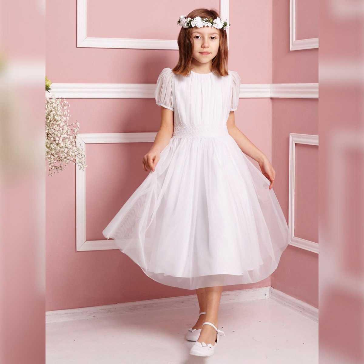 Dalary Partykleid Kommunionkleid ByStep Dalary DK-407 Weiß