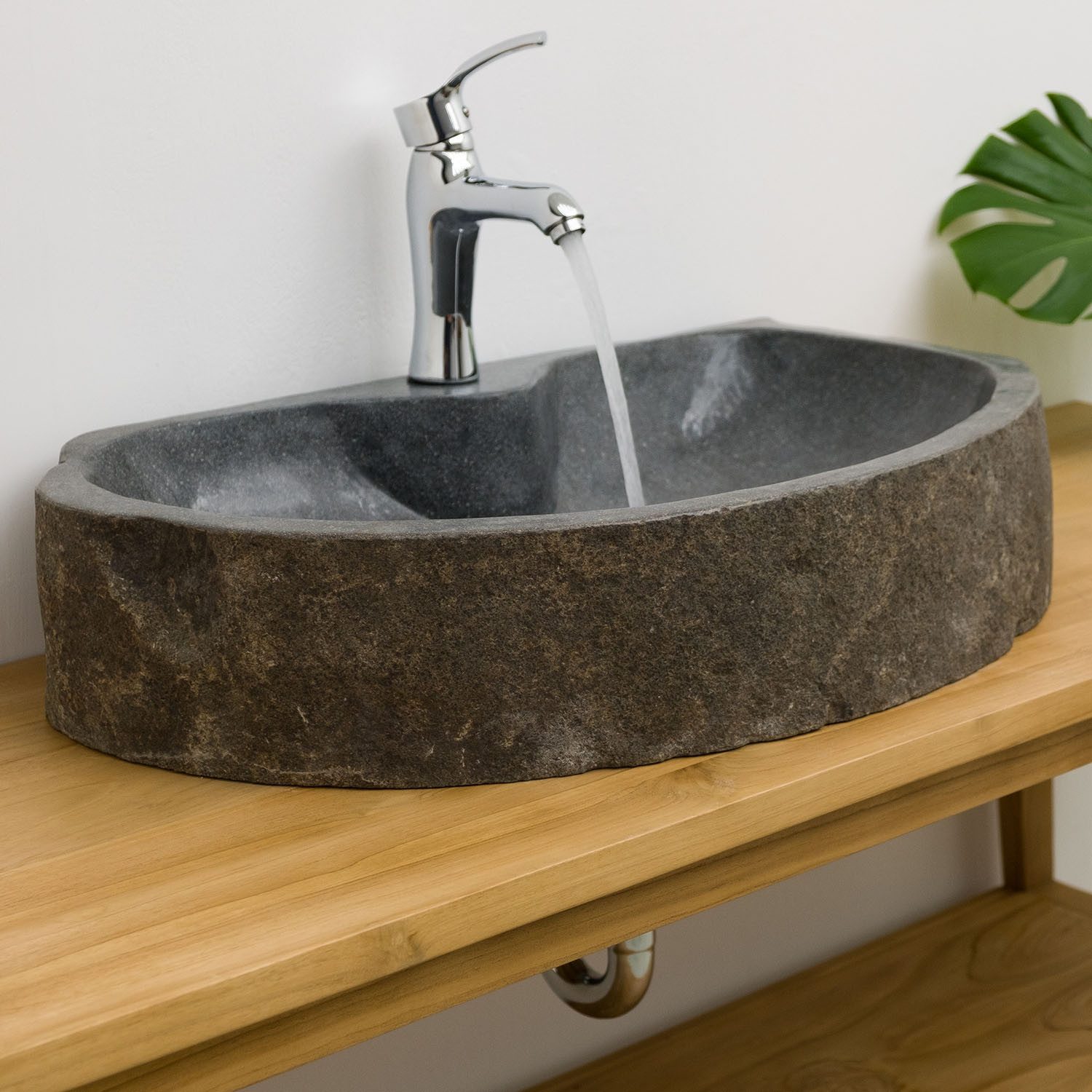 wohnfreuden Aufsatzwaschbecken Naturstein Waschbecken 80 cm mit Hahnloch (Kein Set), 126376