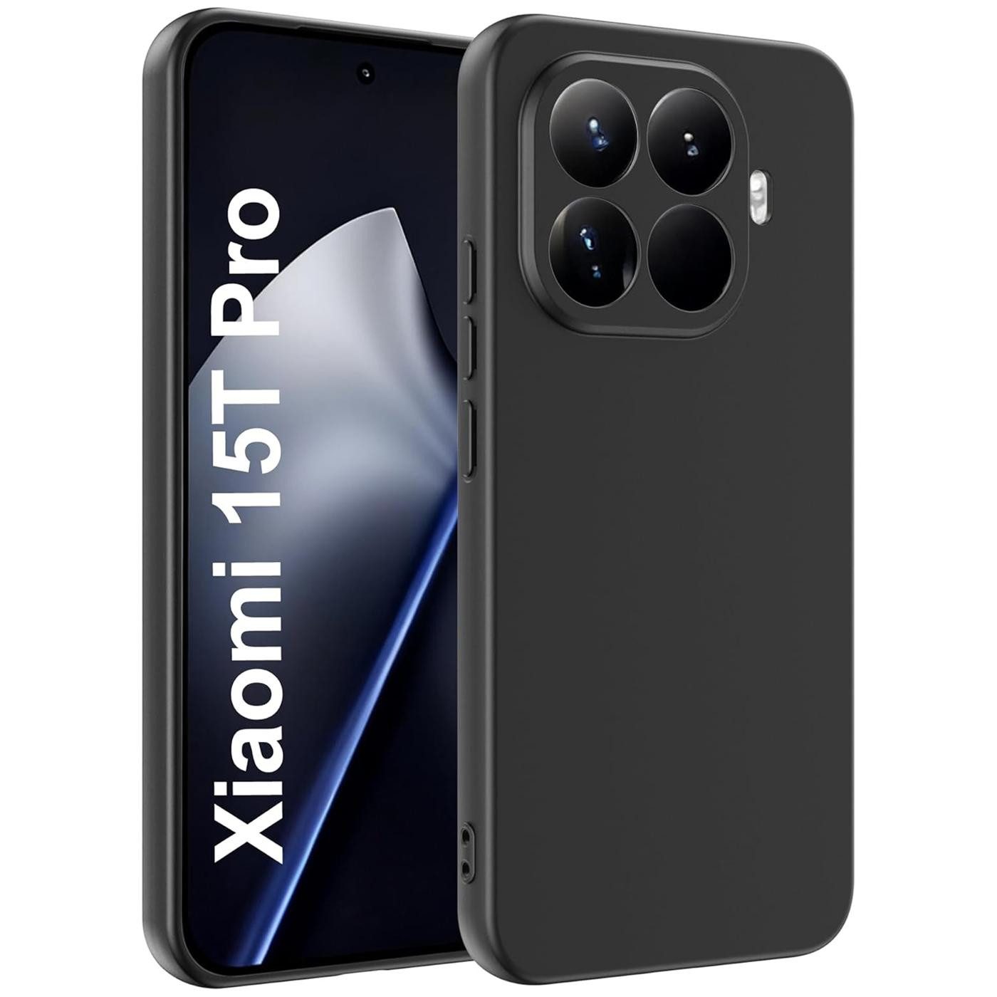 CoolGadget Handyhülle Handy Schutzhülle für Xiaomi 15T Pro matt schwarz, Silikon TPU Hülle Schutz Tasche Cover schlicht Slim Case