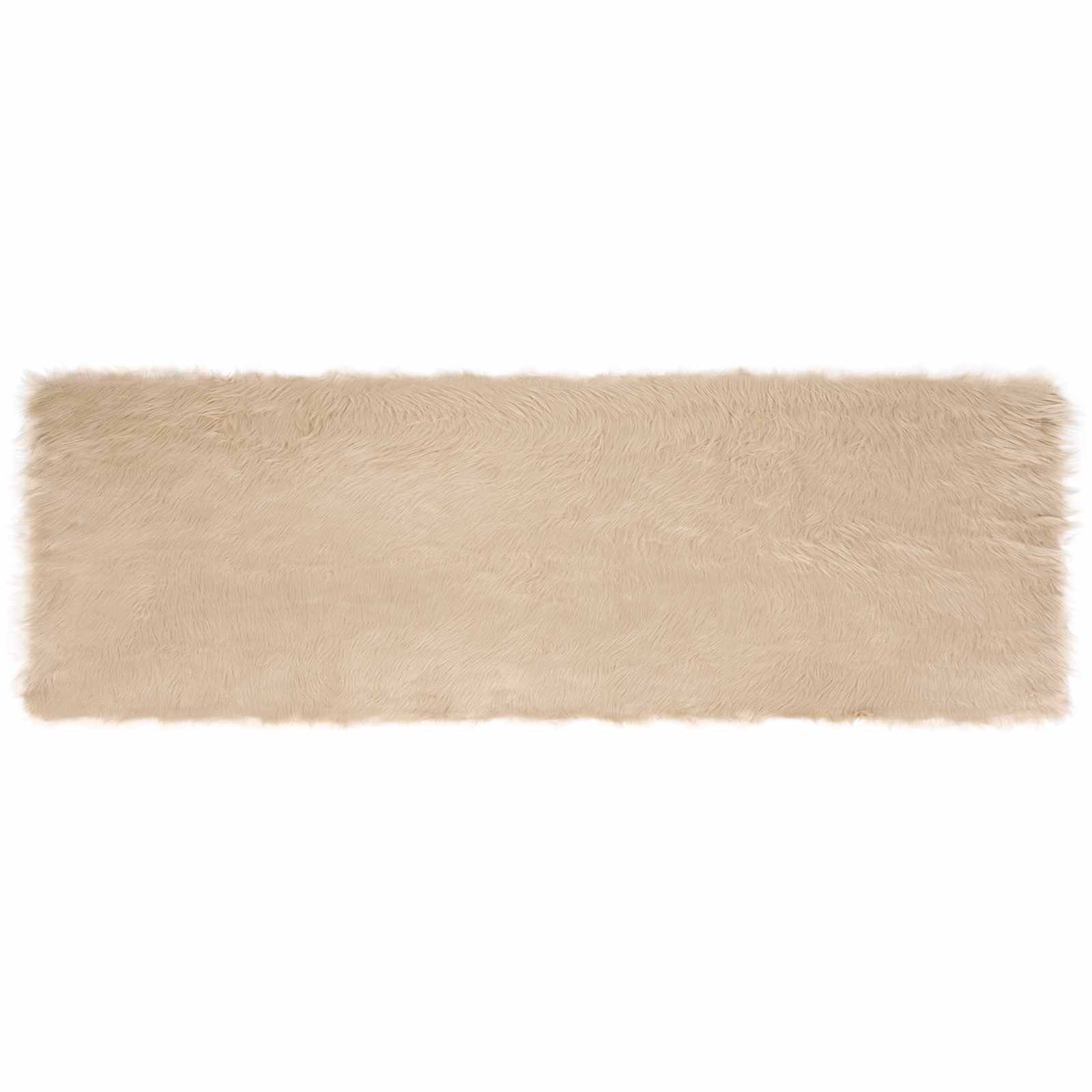 vidaXL Teppich Teppich aus Kunstschaffell TAFALLA Beige 80 x 250 cm Polyester, Rechtwinklig
