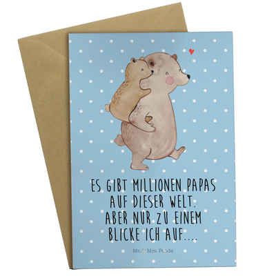 Mr. & Mrs. Panda Grußkarte Papa Bär - Blau Pastell - Geschenk, Einladungskarte, Mama, Vatertag