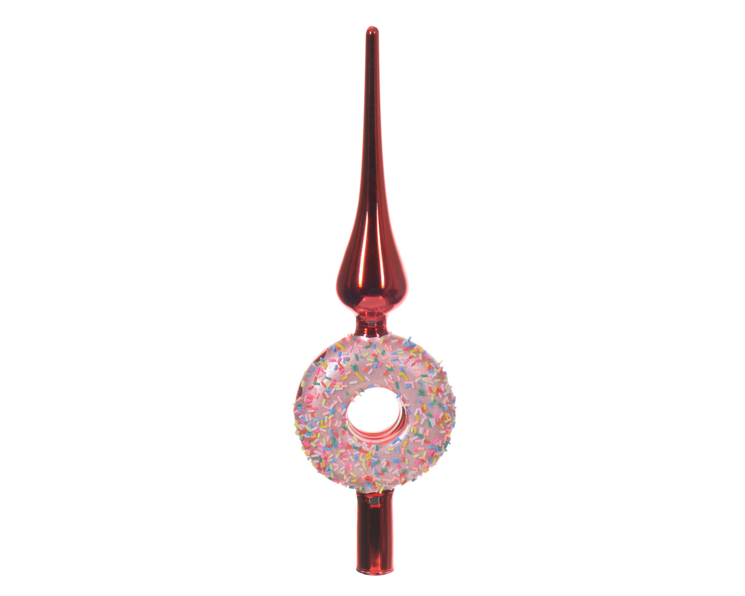 Kaemingk Christbaumspitze, Christbaumspitze Glas Donut 31cm Rot Rosa