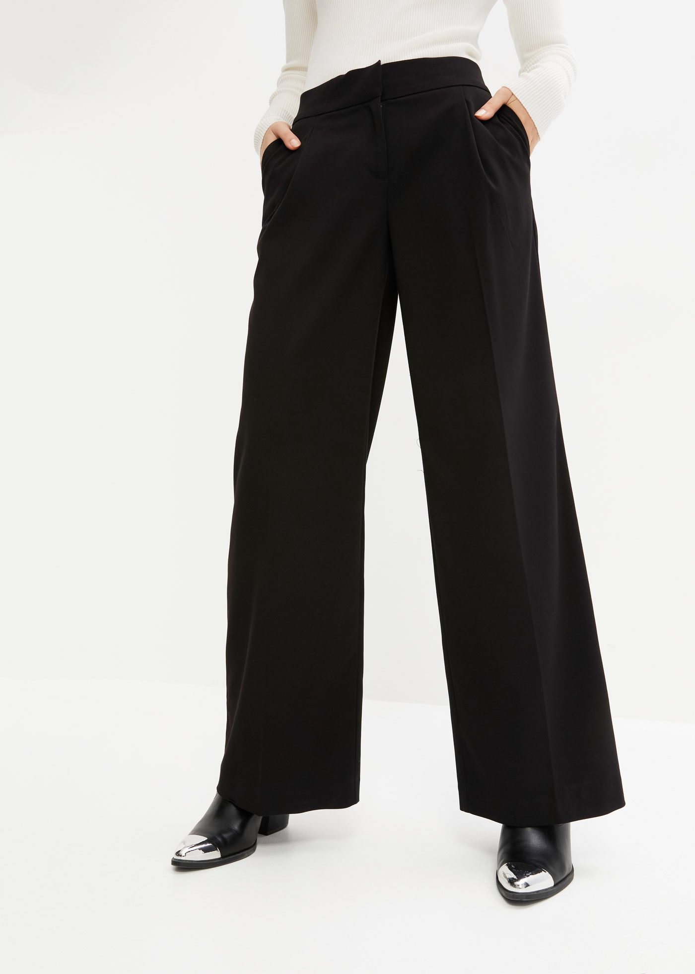 bonprix Marlene-Hose aus Polyester, Viskose und Elasthan, Regular Fit, weites Bein