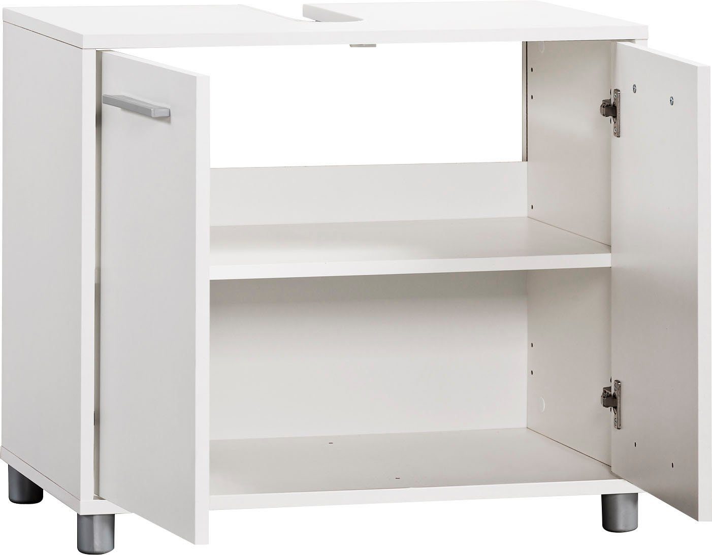 Procontour Waschbeckenunterschrank Badezimmerschrank weiß 64 mit cm, Einlegeboden, Badmöbel WBU Breite Betty